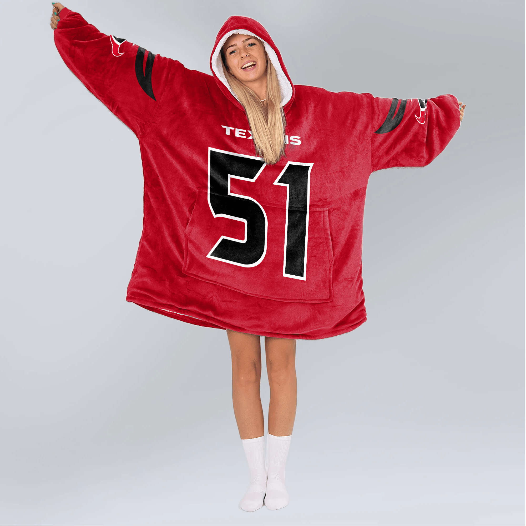 Adult W.A 51 Houston Football Unisex Blanket Hoodie