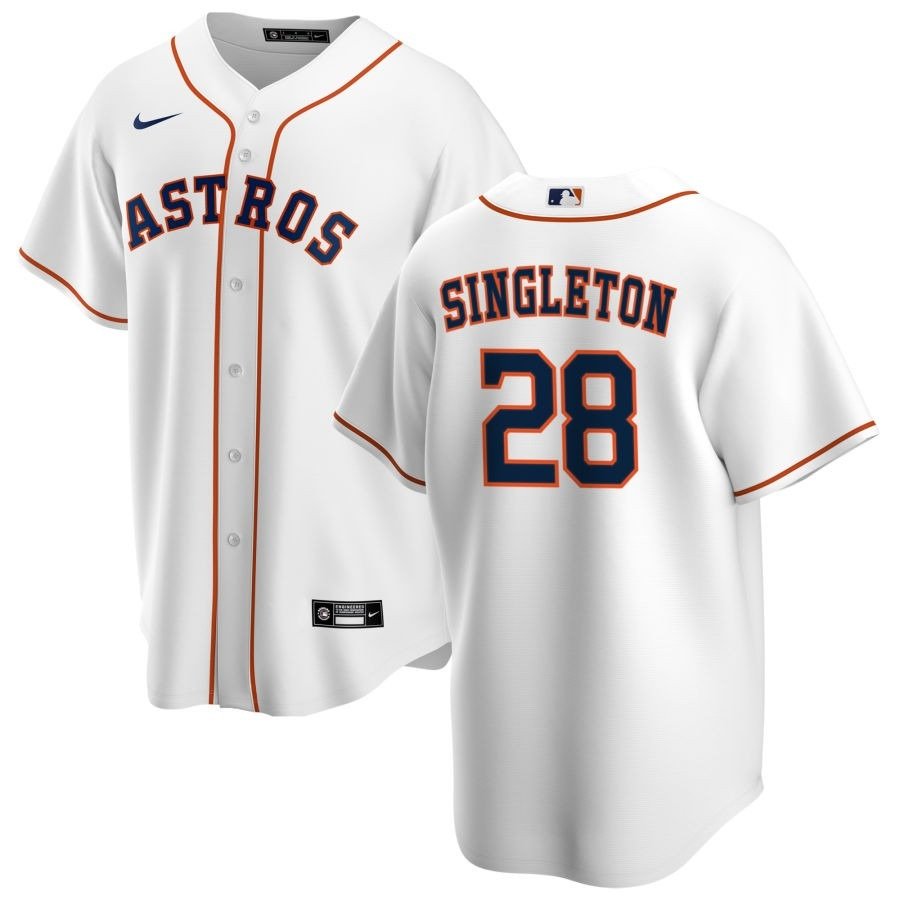 Men's #28 Jon Singleton Houston Astros  Home White Jersey