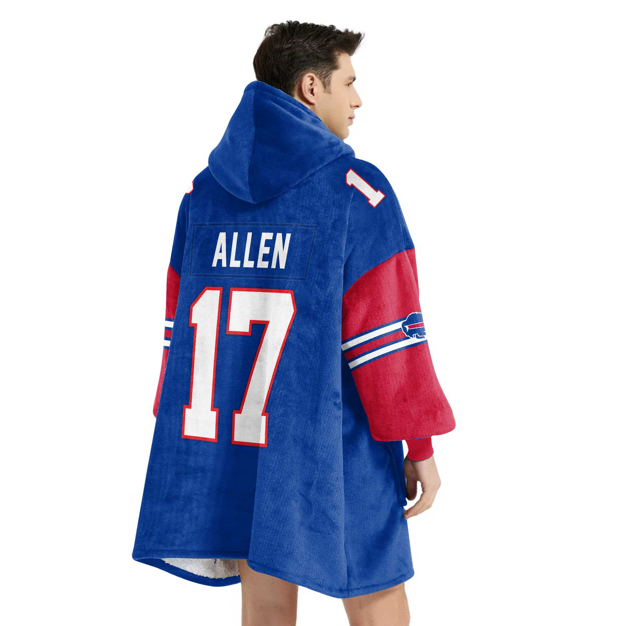 Adult 17 Buffalo Football Unisex Blanket Hoodie