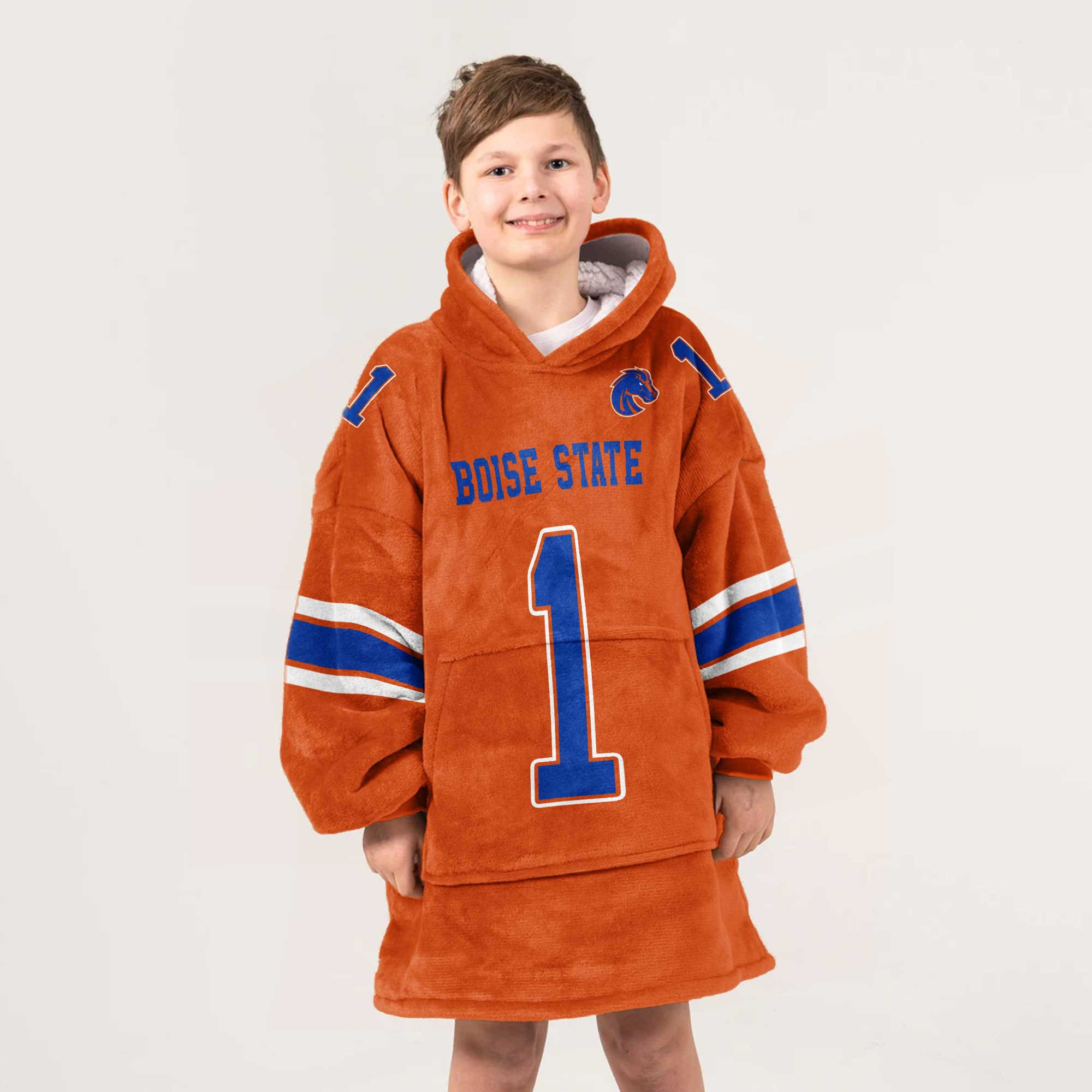 Adult #1 Boise State Football Unisex Blanket Hoodie