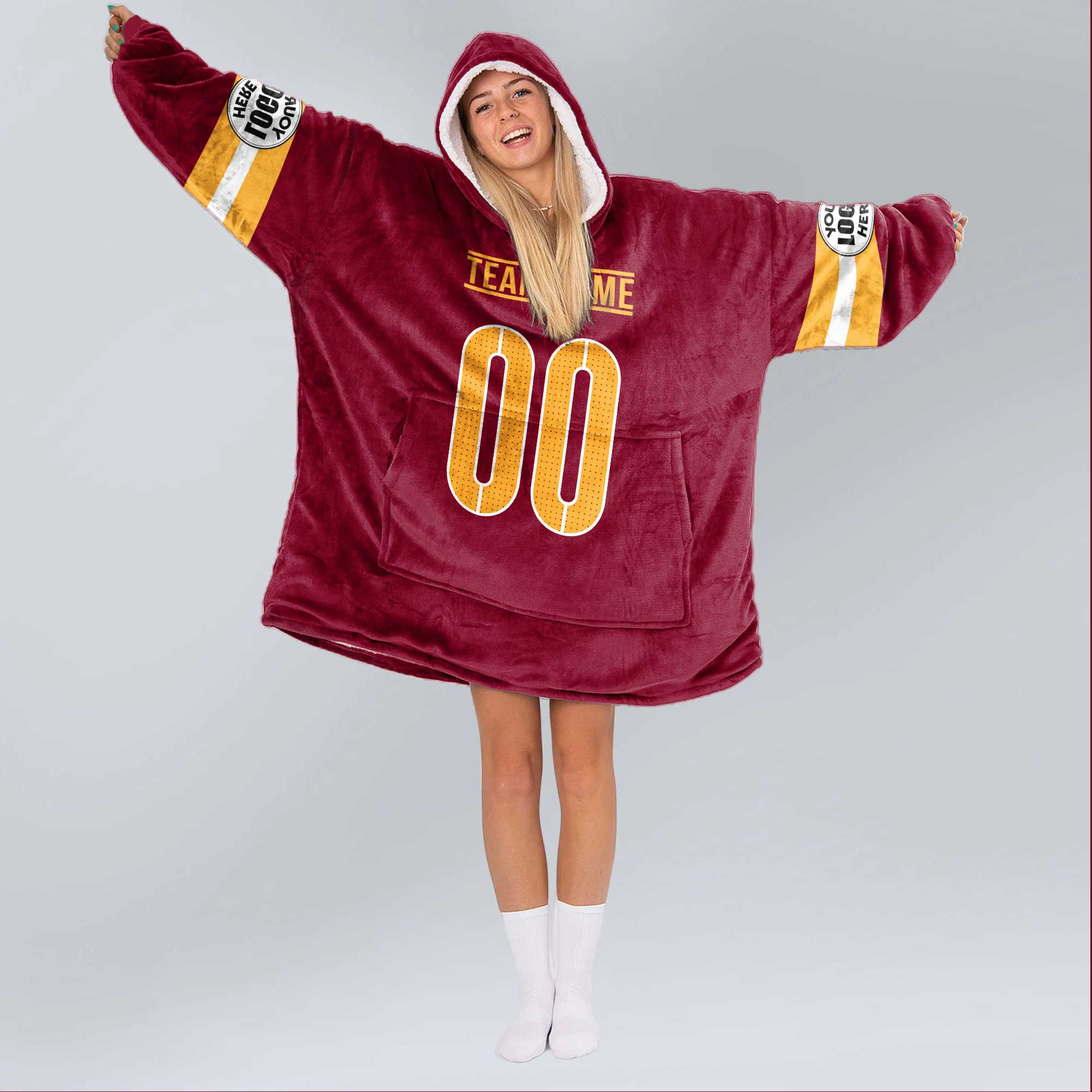 Adult Custom Blanket Hoodie Washington Inspired Color
