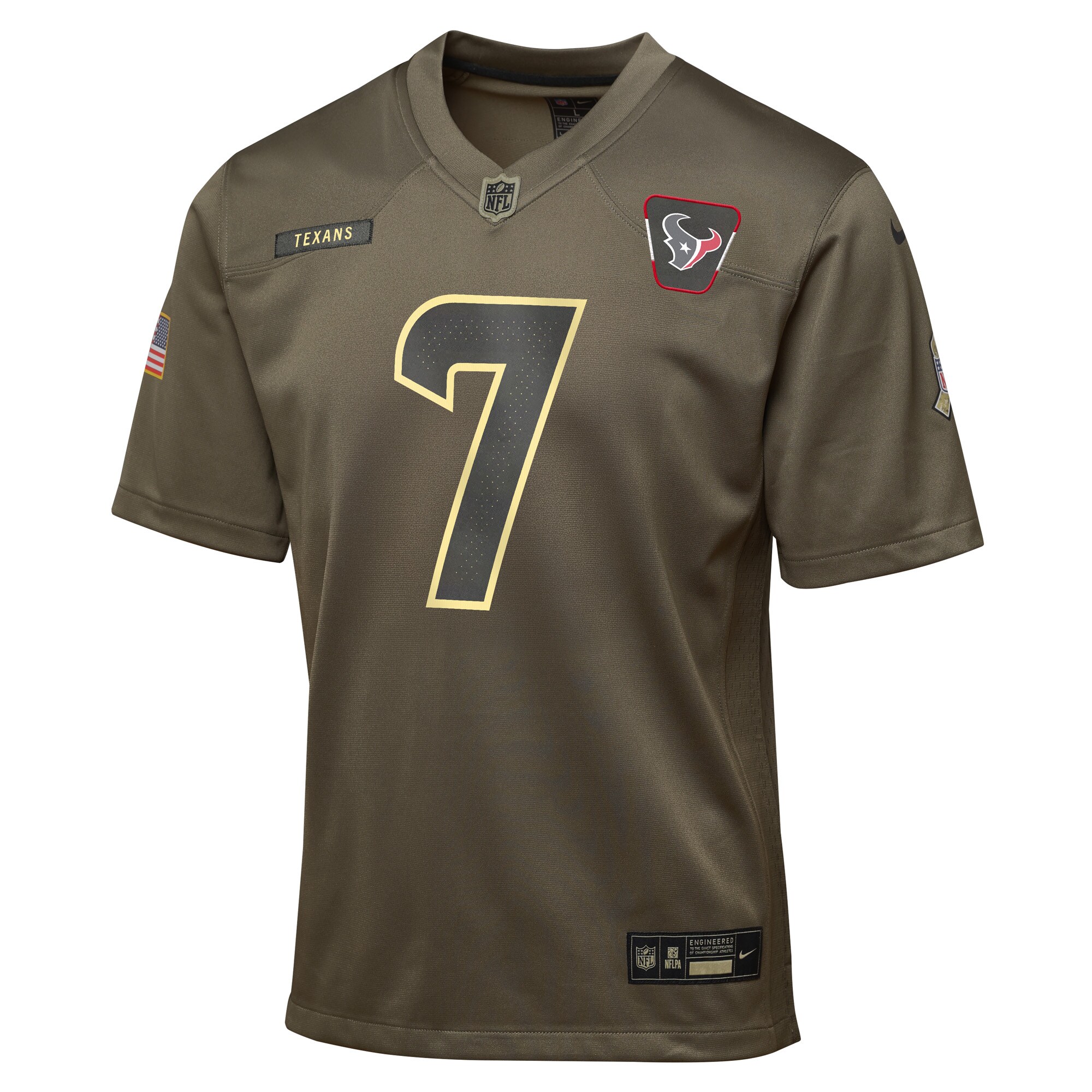 Youth Houston Texans C.J. Stroud Olive 2025 Salute to Service Game Jersey