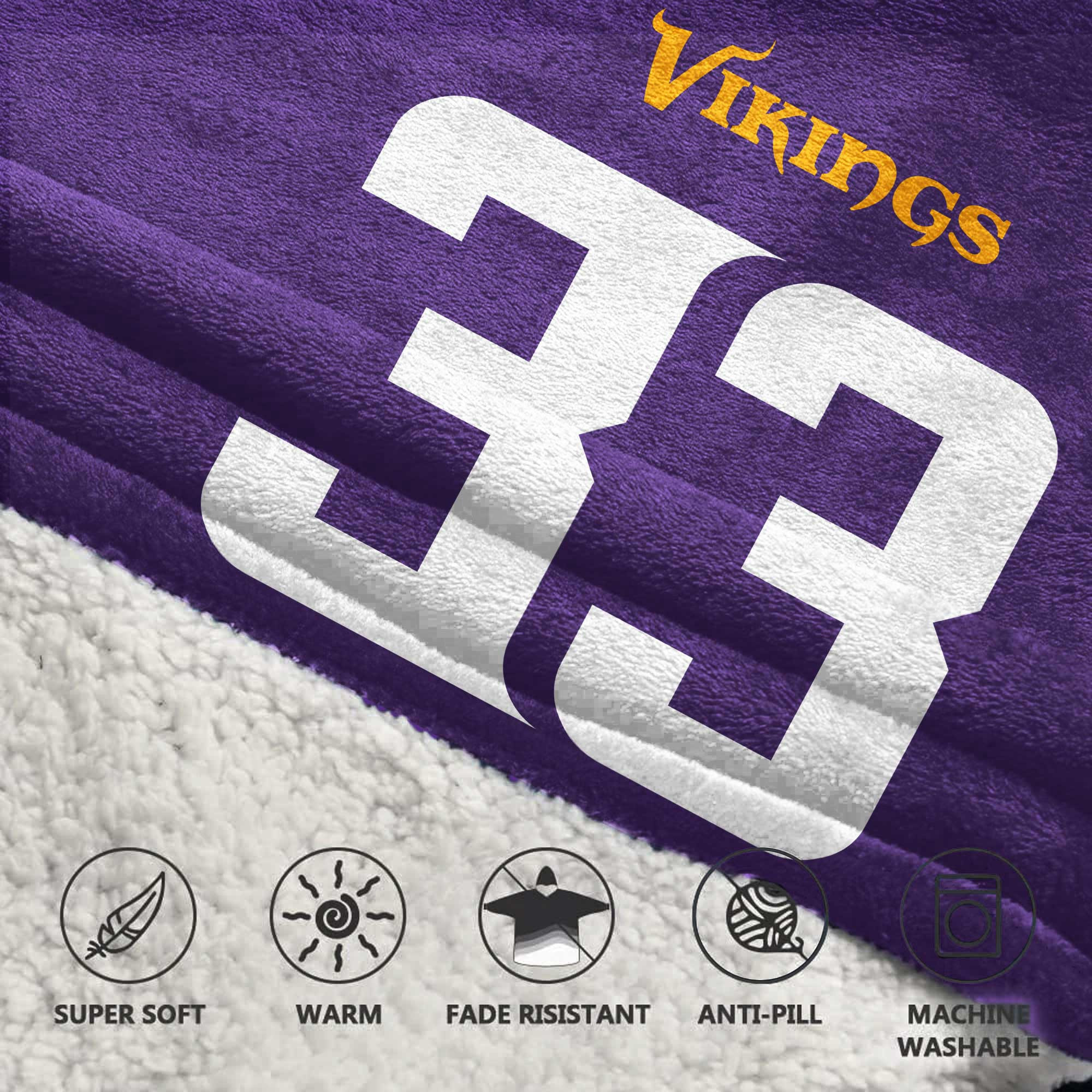 Adult 33 Minnesota Football Unisex Blanket Hoodie