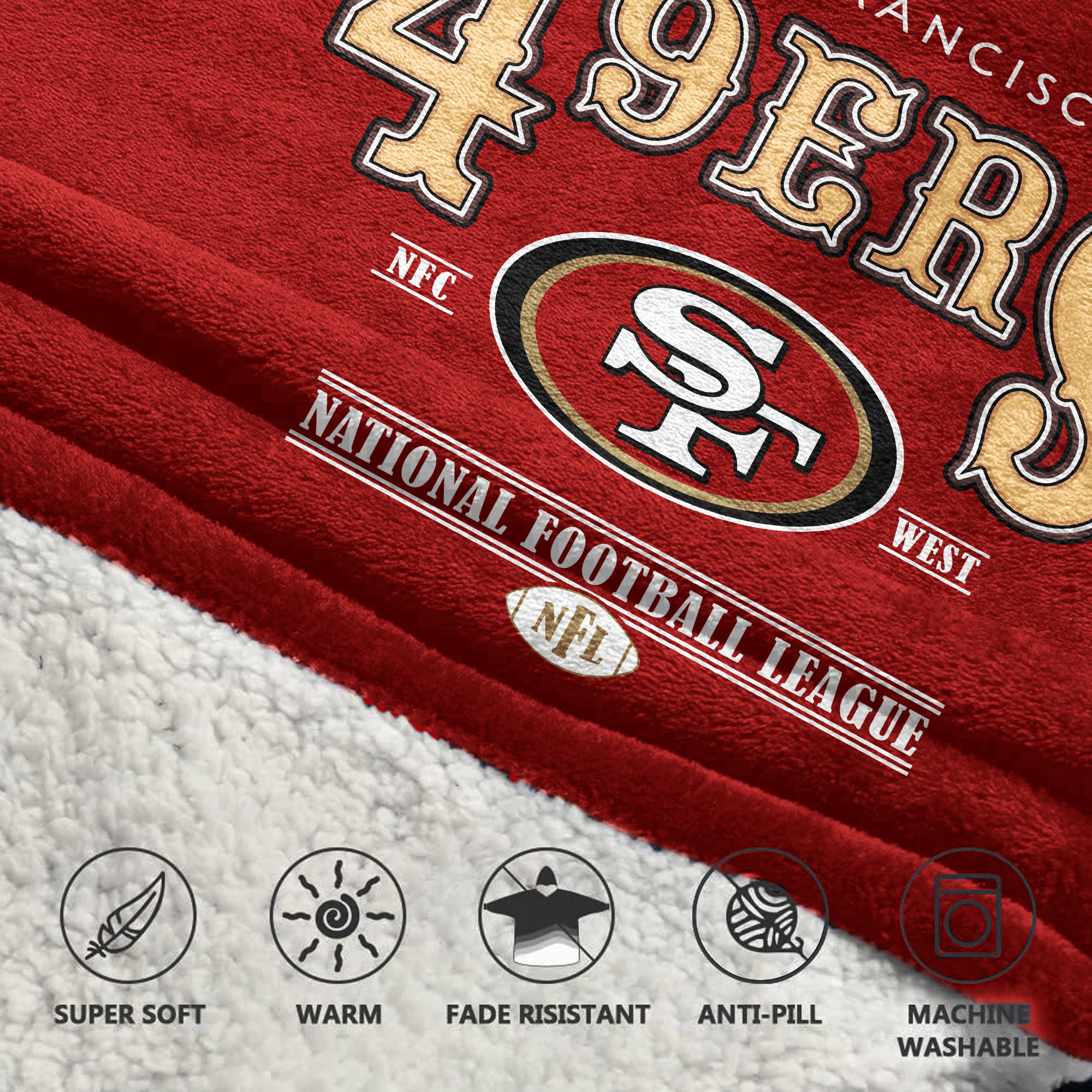 Adult San Francisco 49ers Football Unisex Blanket Hoodie