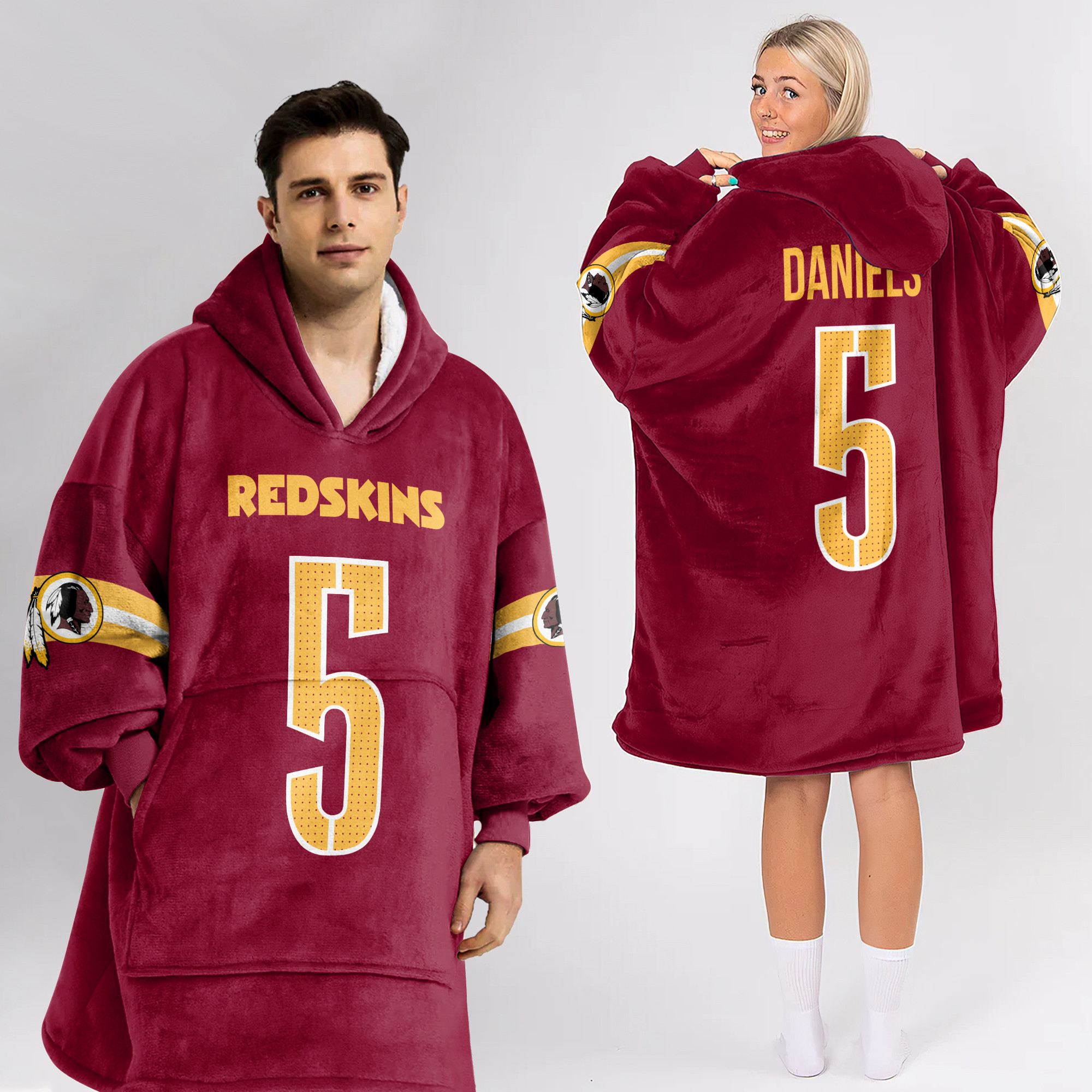 Adult 5 Washington Football Unisex Blanket Hoodie