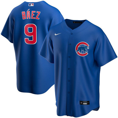 Men's  Chicago Cubs #9 Javier Baez  Royal Alternate 2020 MLB Jersey