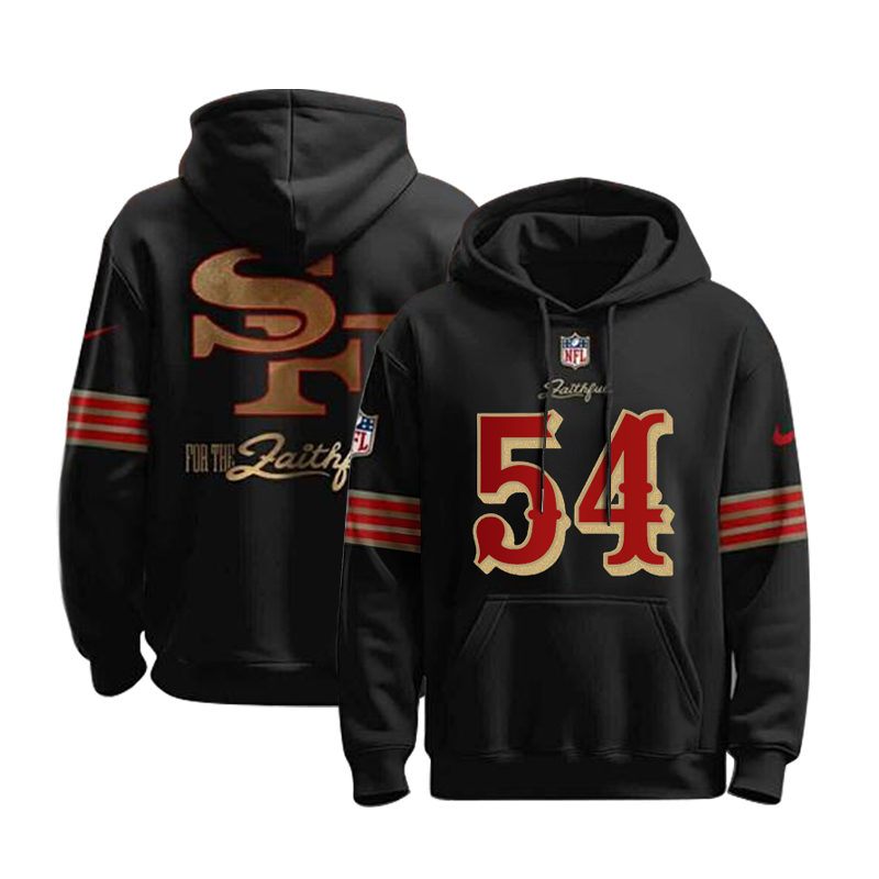 Men's San Francisco 49ers 49ers #54 Fred Warner Black Stitched Hoodie