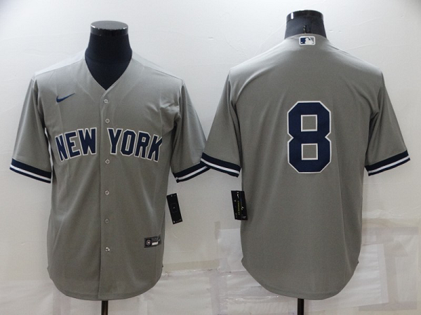 Men's  New York Yankees #8 Yogi Berra Grey Cool Base Collection Stitched MLB Jersey
