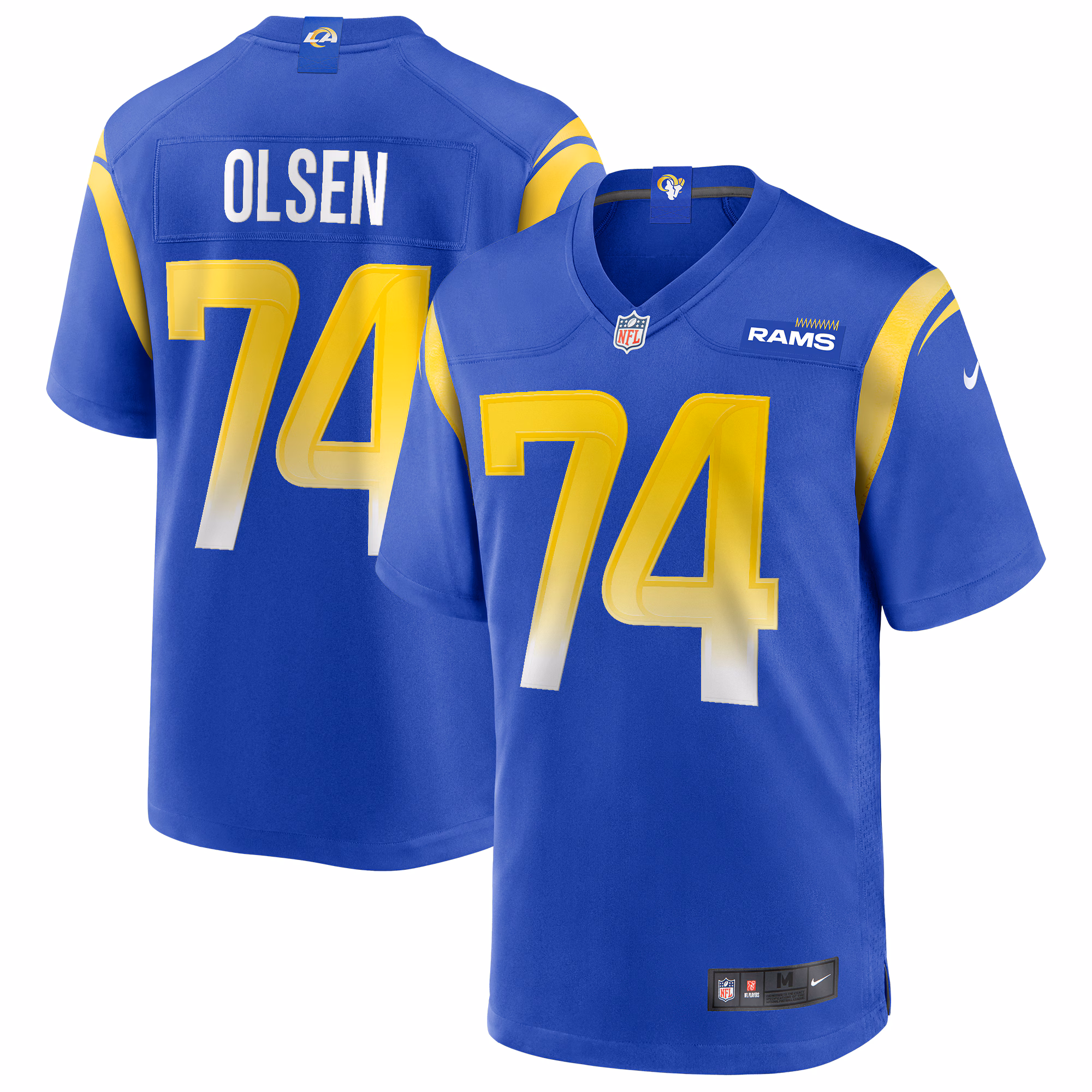 Merlin Olsen Los Angeles Rams Game Retired Player Jersey - Royal