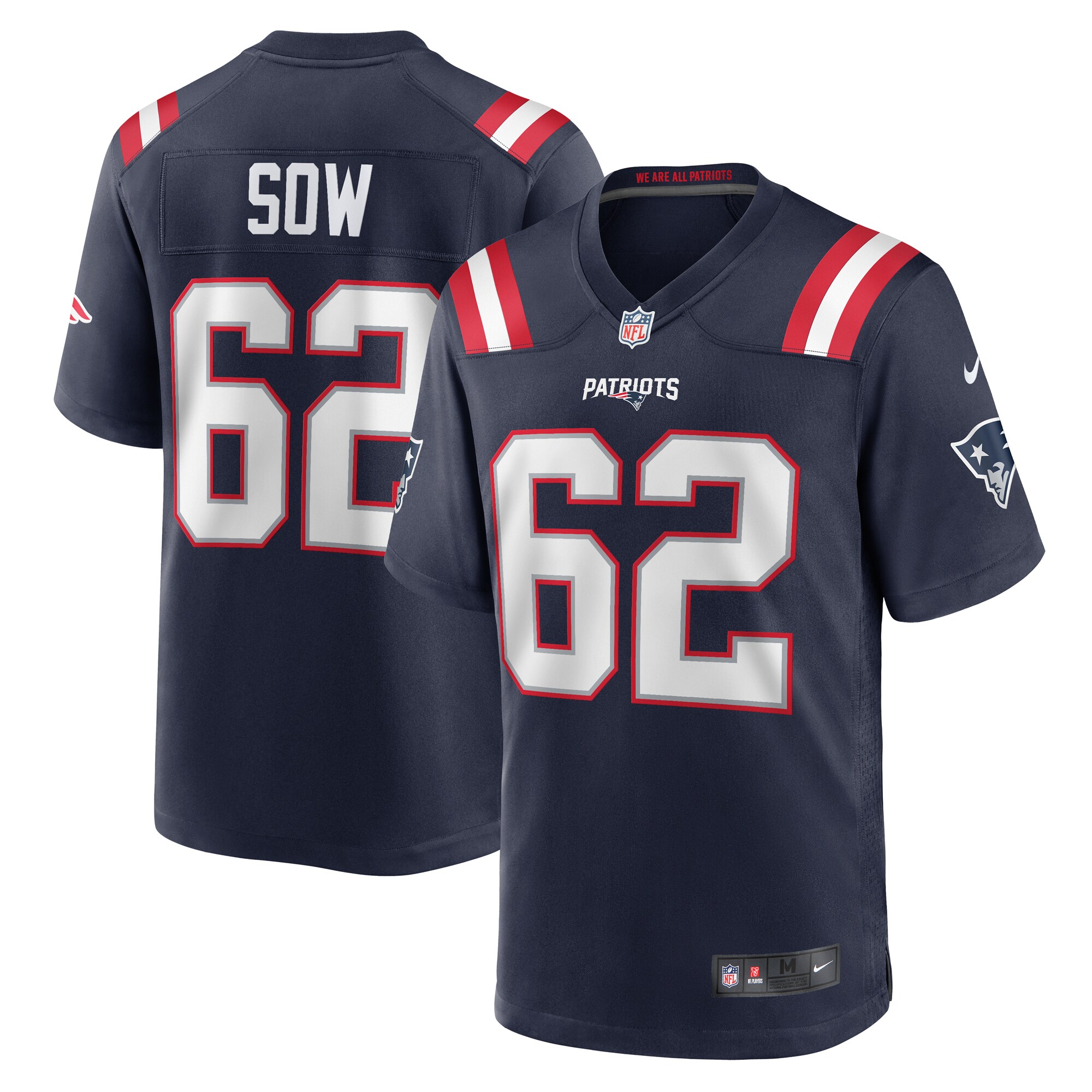 Sidy Sow New England Patriots Team Game Jersey -  Navy