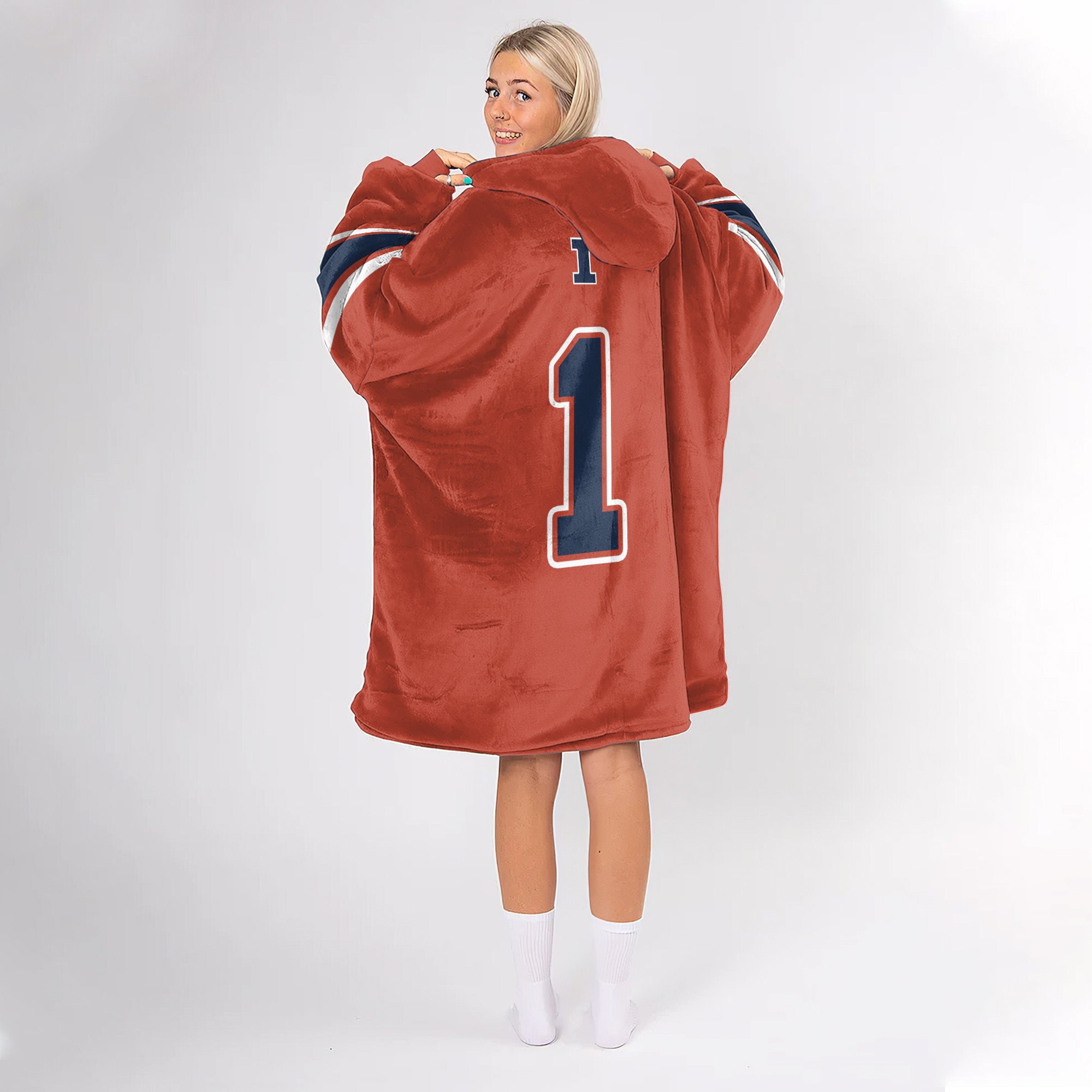Adult #1 Illinois Football Unisex Blanket Hoodie