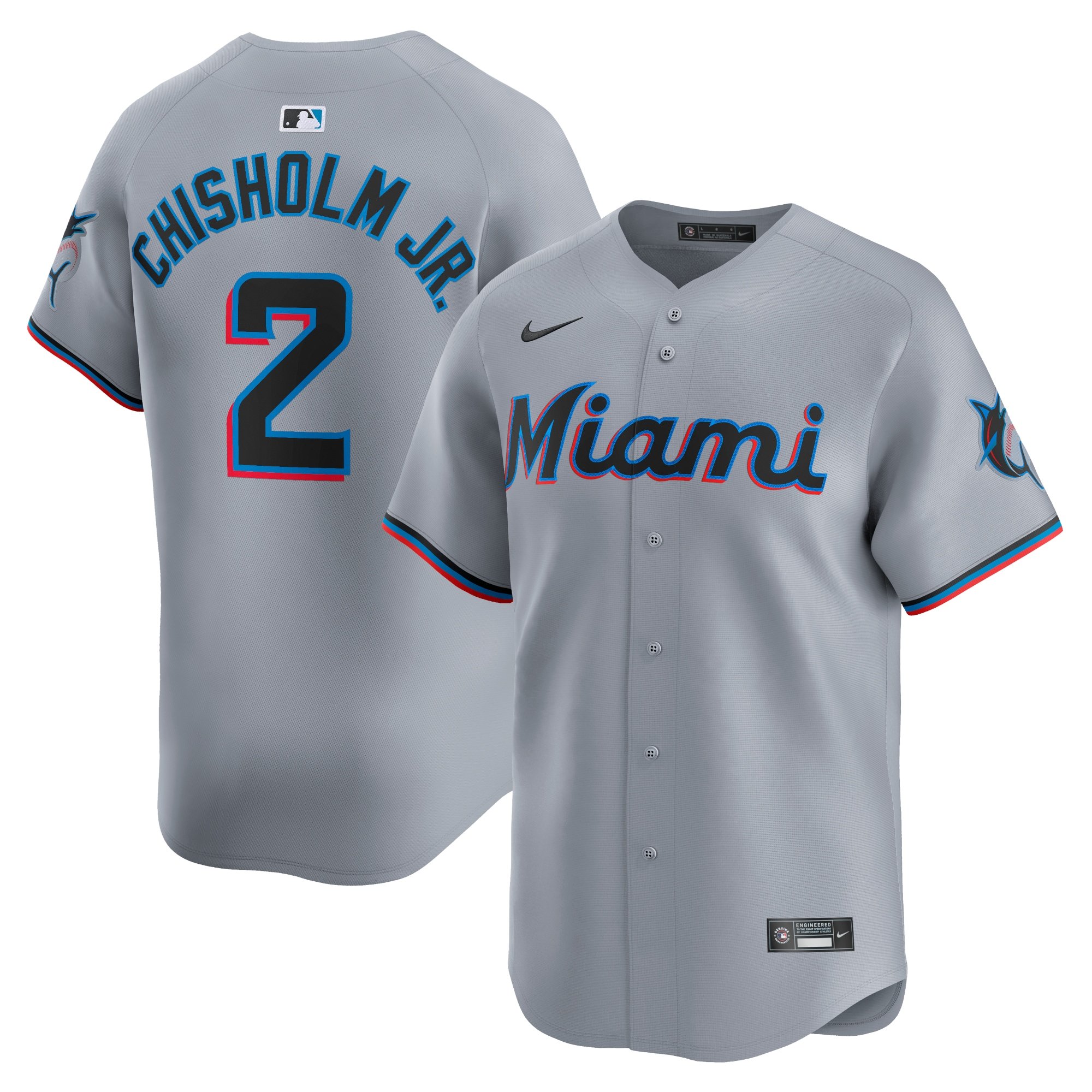 Men's Miami Marlins Jazz Chisholm Jr.  Gray Road Limited Player Jersey