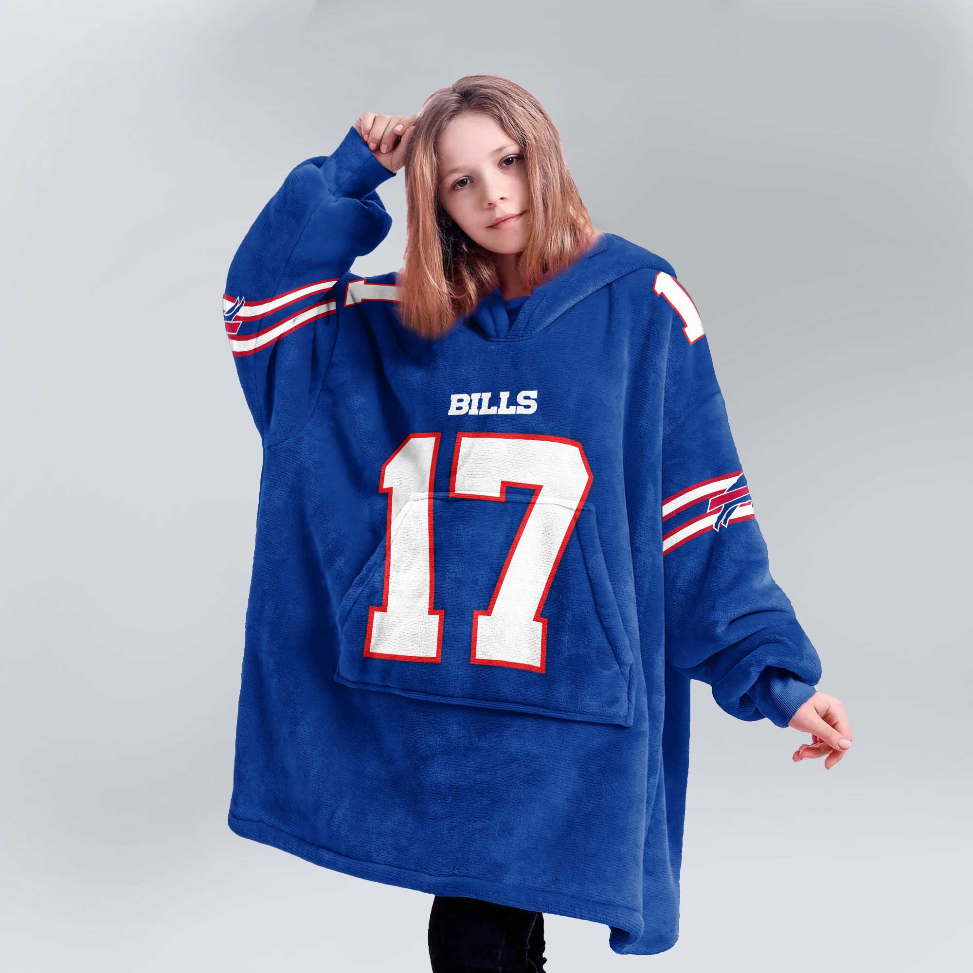Adult J.A 17 Bills Football Unisex Blanket Hoodie
