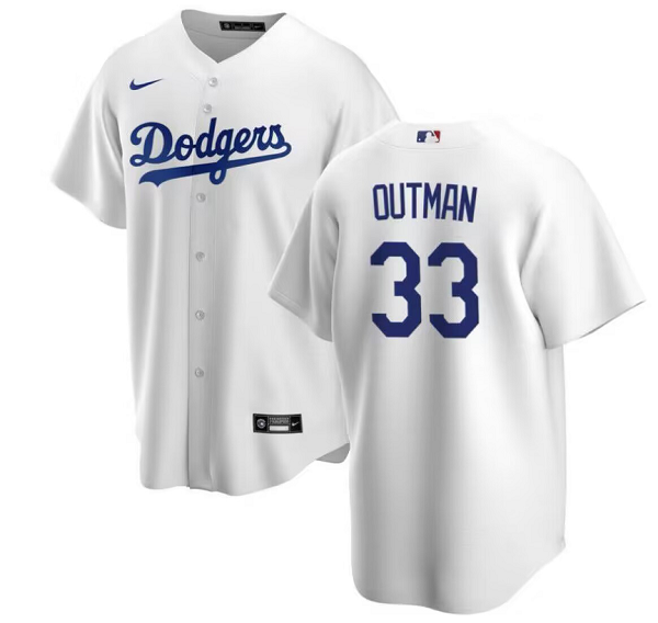 Men's Los Angeles Dodgers #33 James Outman  White MLB Cool Base Jersey