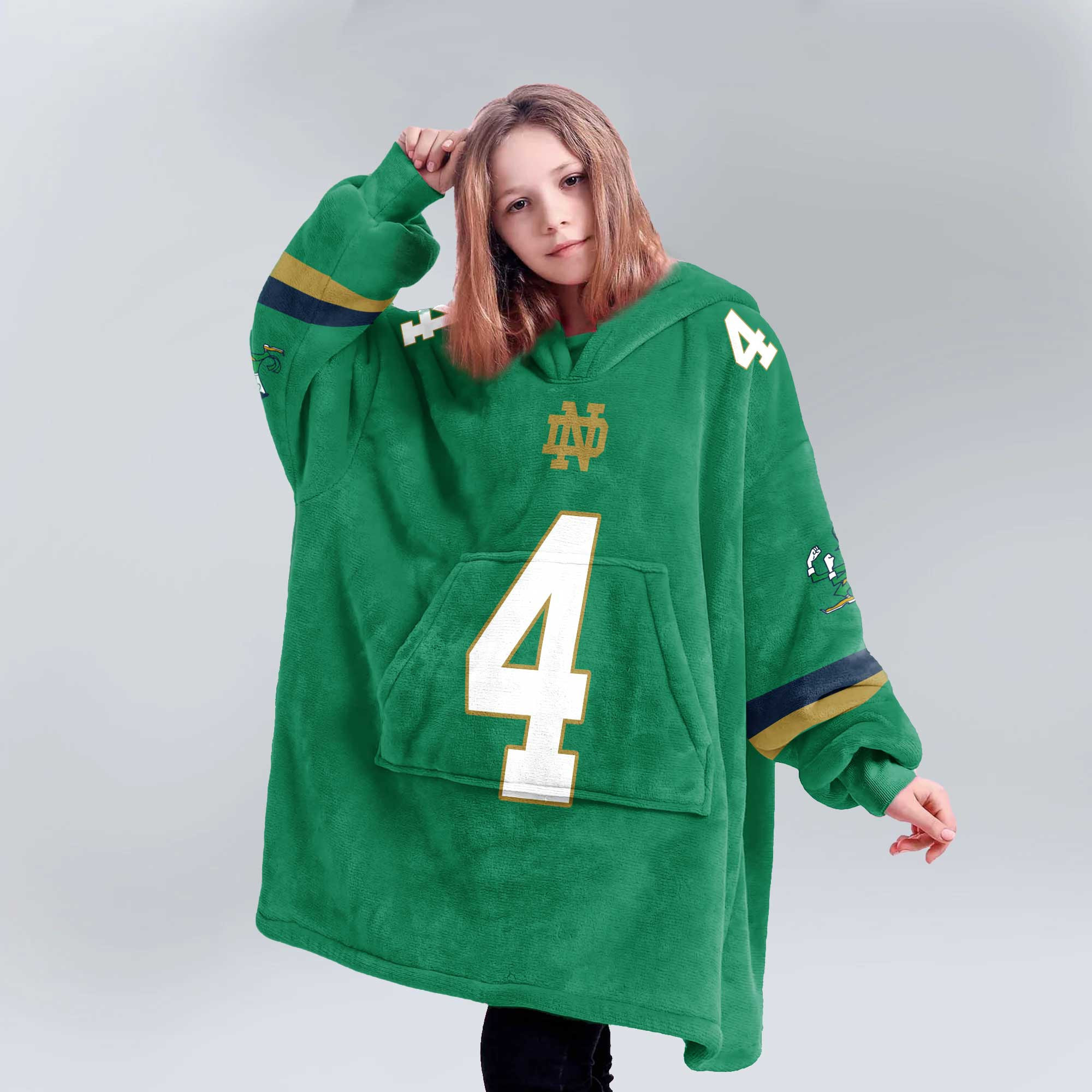 Adult 4 Notre Dame Football Unisex Blanket Hoodie