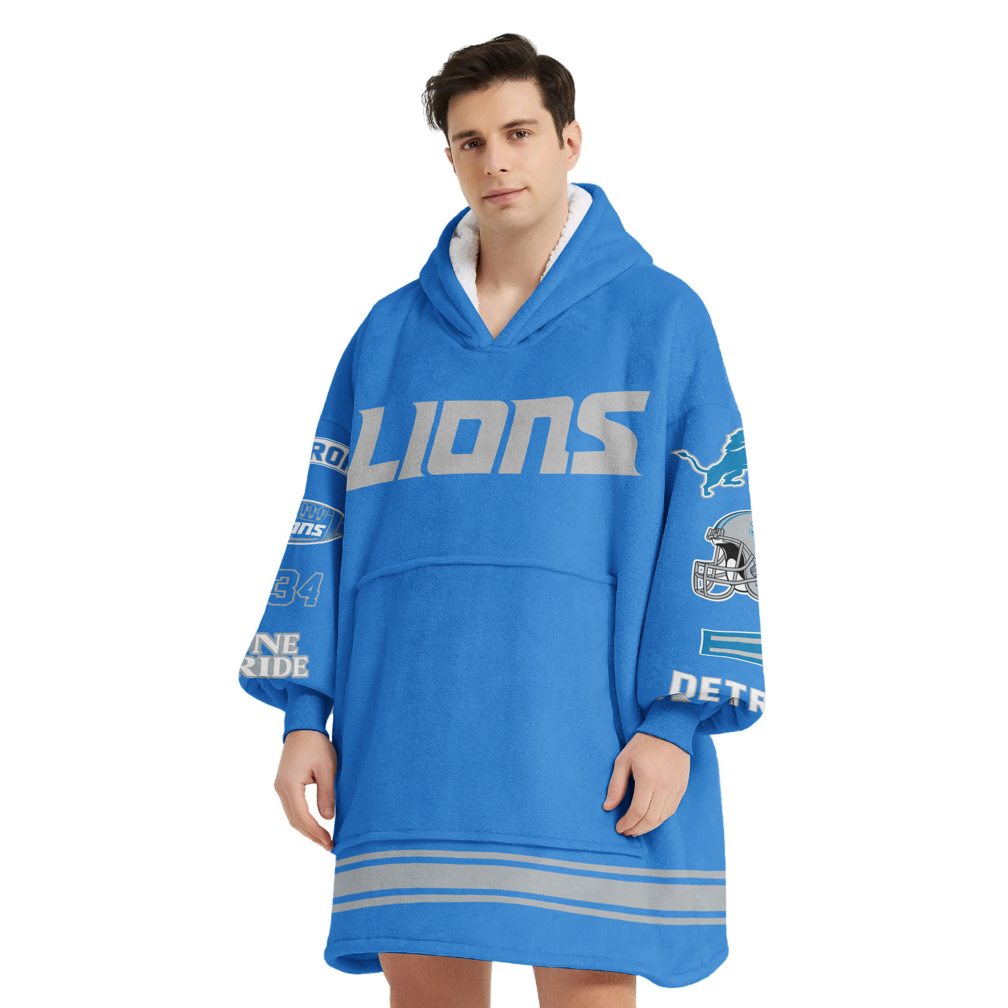 Adult Detroit Football Unisex Blanket Hoodie