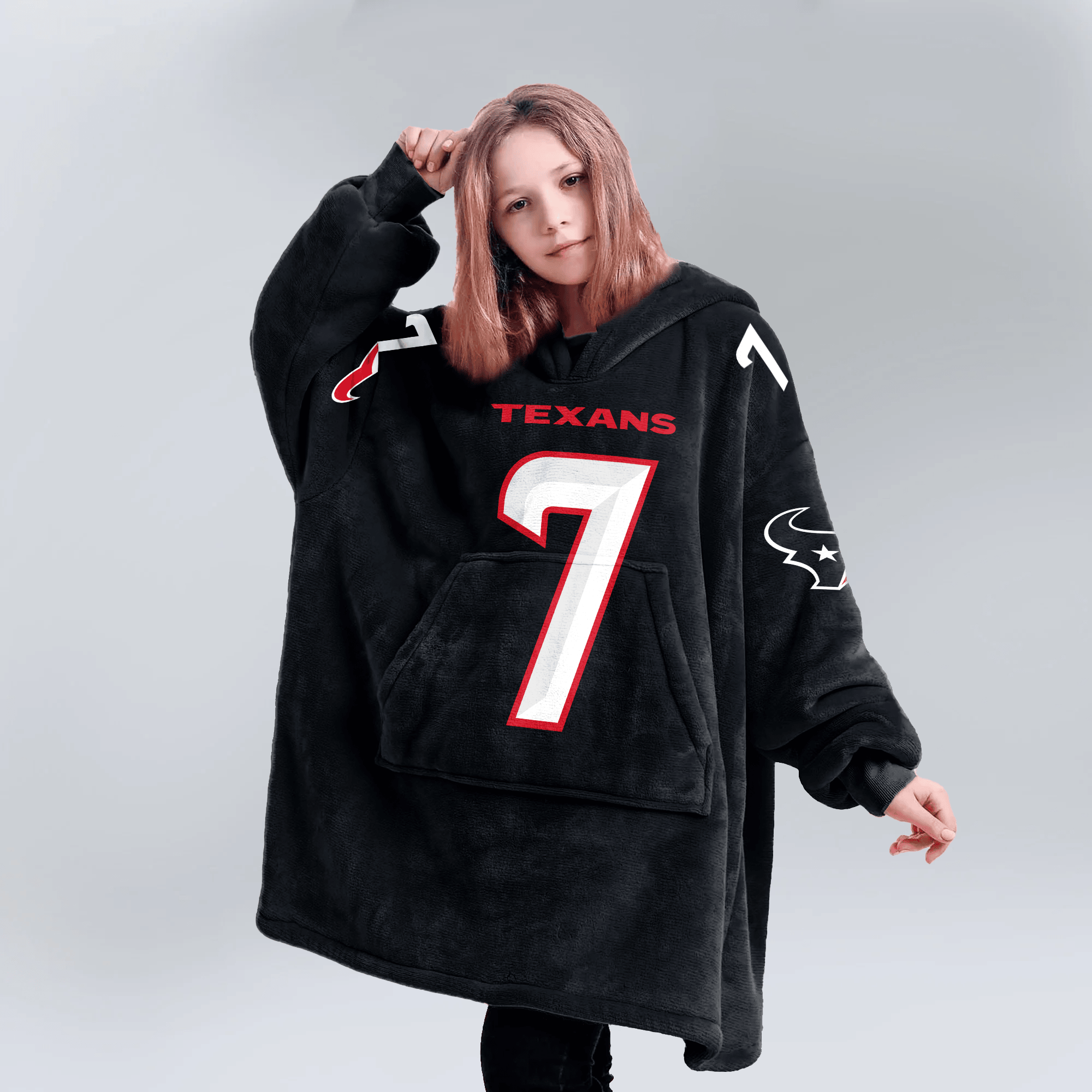 Kid C.J.S 7 Houston Football Unisex Blanket Hoodie