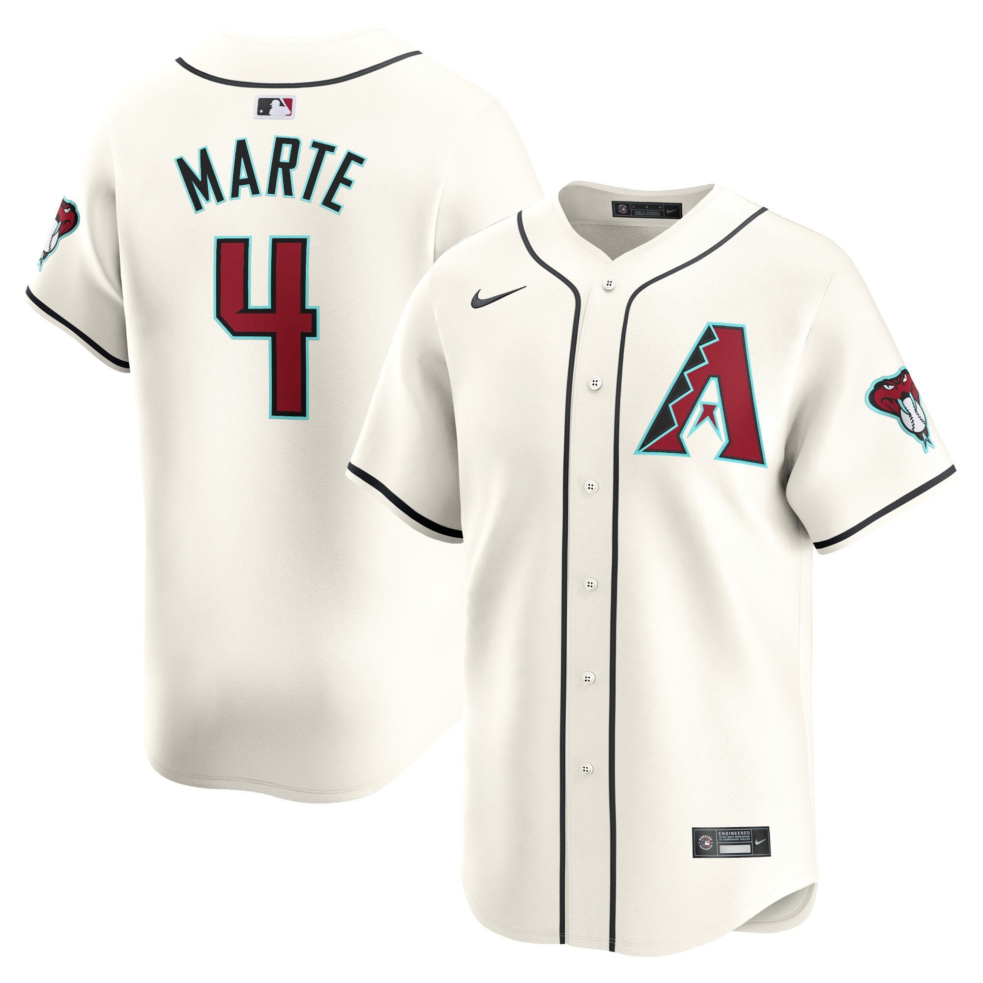 Men's Arizona Diamondbacks #4 Ketel Marte  White Home Limited Player Jersey