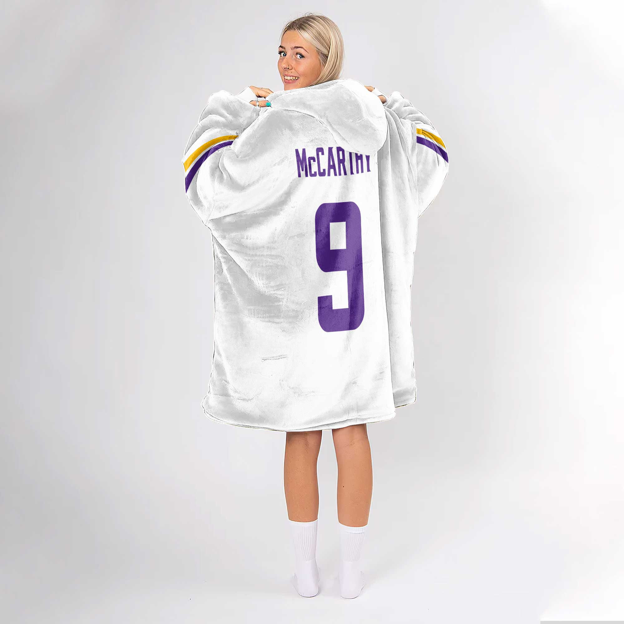 Adult 9 Minnesota Football Unisex Blanket Hoodie