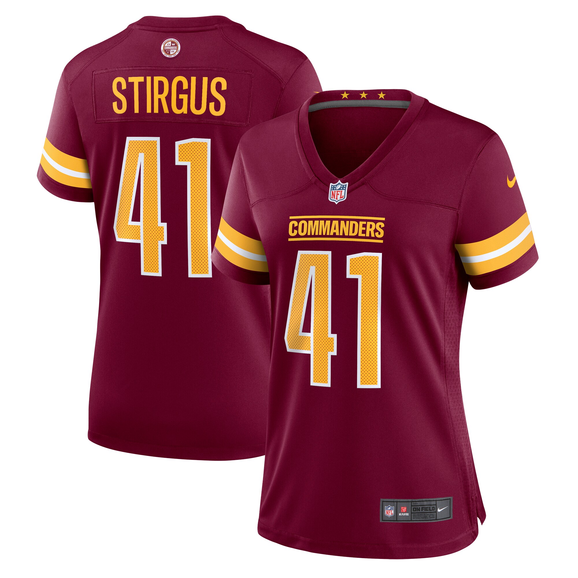 D.J. Stirgus Washington Commanders  Women's Team Game Jersey - Burgundy