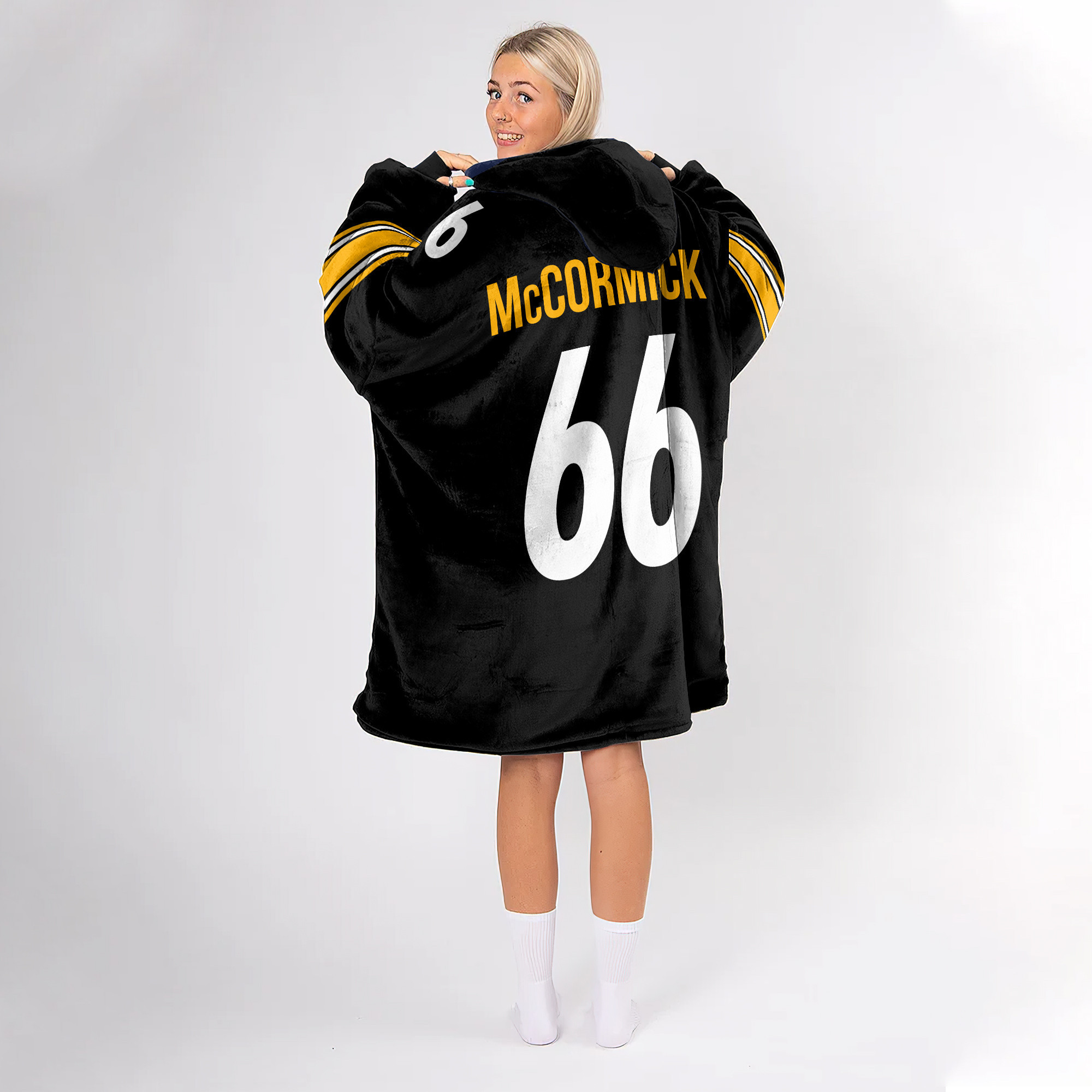 Adult 66 Pittsburgh Football Unisex Blanket Hoodie