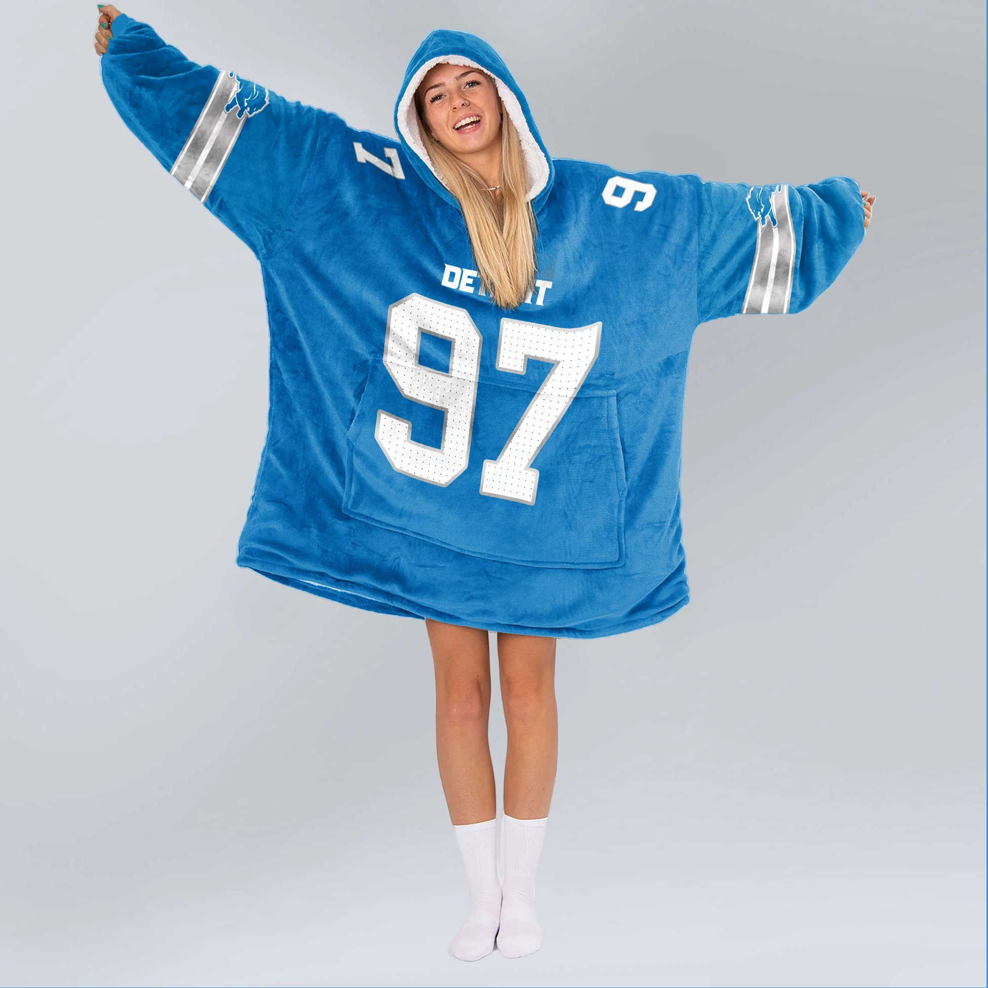 Adult 97 Detroit Football Unisex Blanket Hoodie