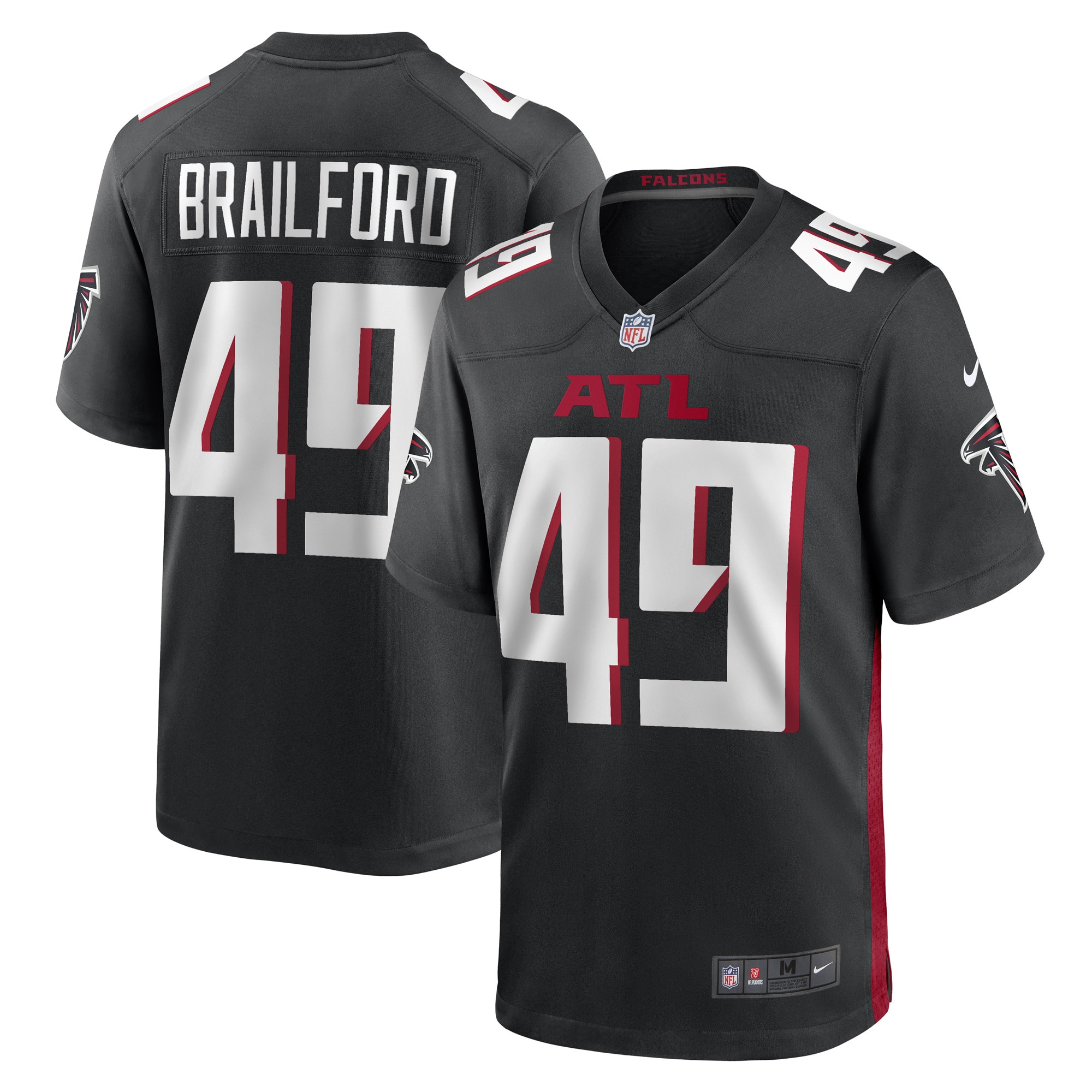 Brailford Atlanta Falcons  Game Player Jersey - Black