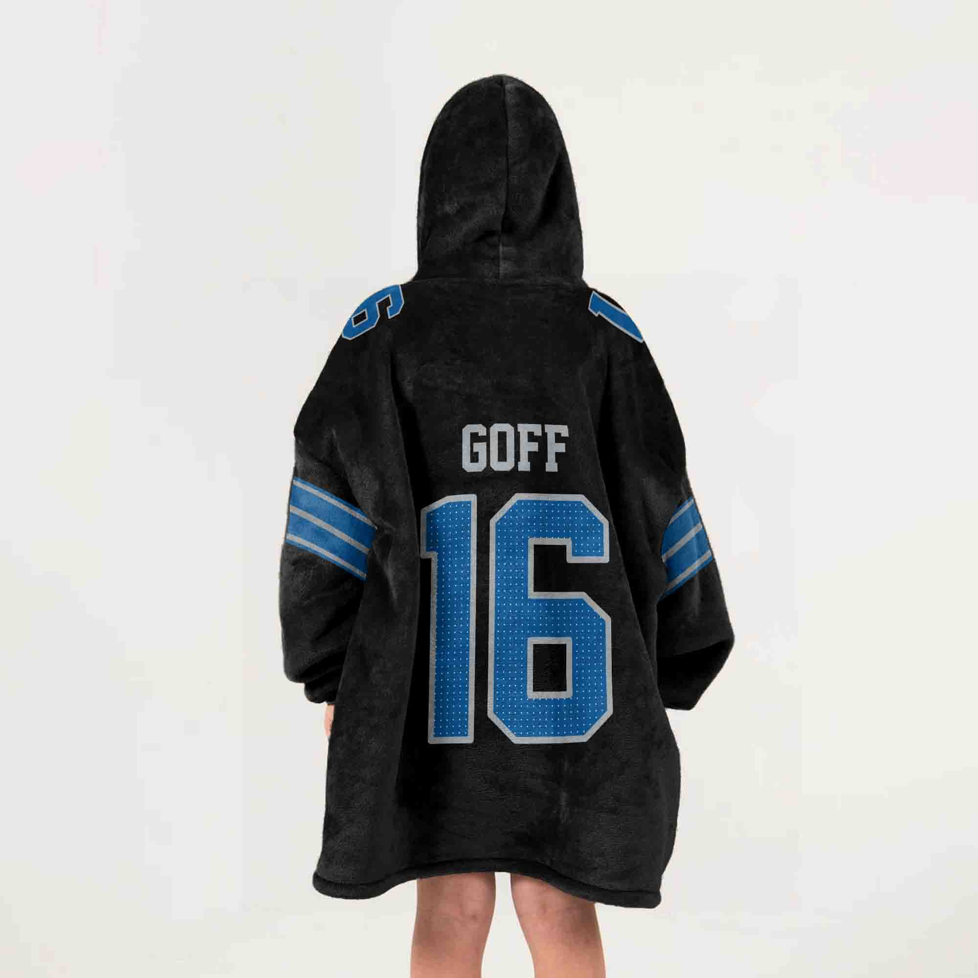 Adult Quarterback No 16 Detroit Football Unisex Blanket Hoodie