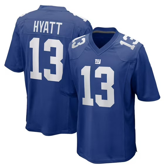 Men's New York Giants #13 Jalin Hyatt Royal 2025 Official NFL Game Jersey