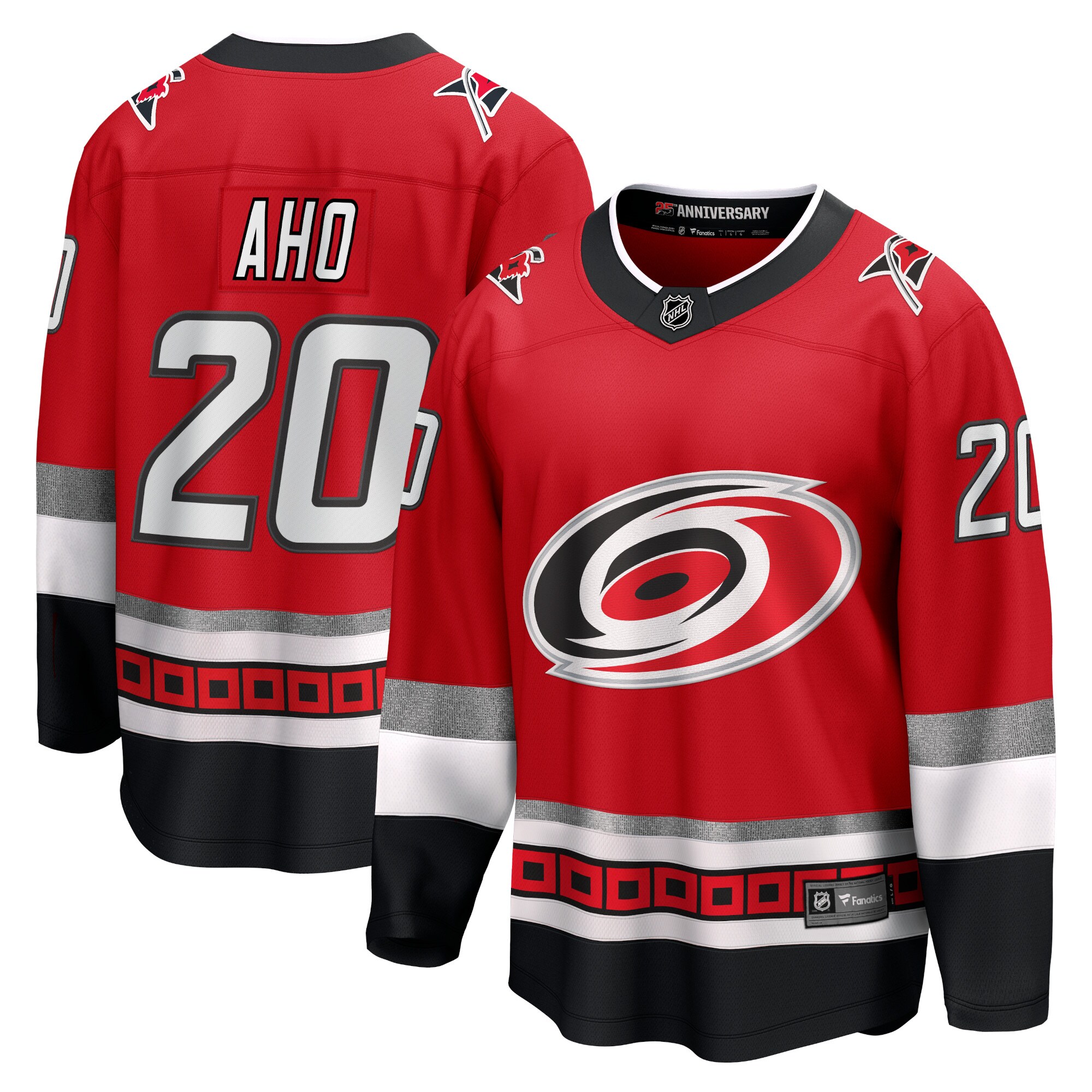 Sebastian Aho Carolina Hurricanes 25th Anniversary Premier Breakaway Player Jersey - Red