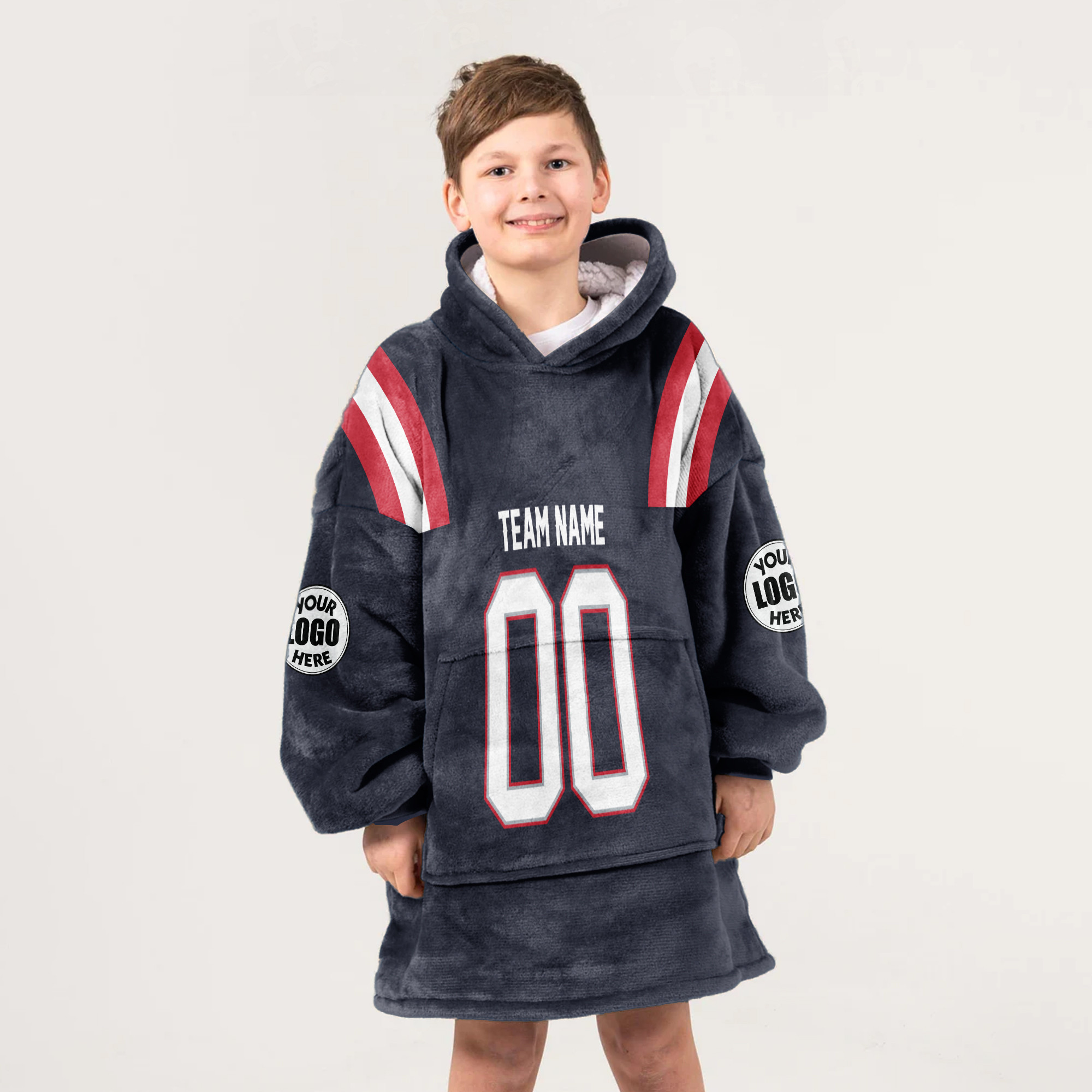 Adult Custom Blanket Hoodie New England Inspired Color