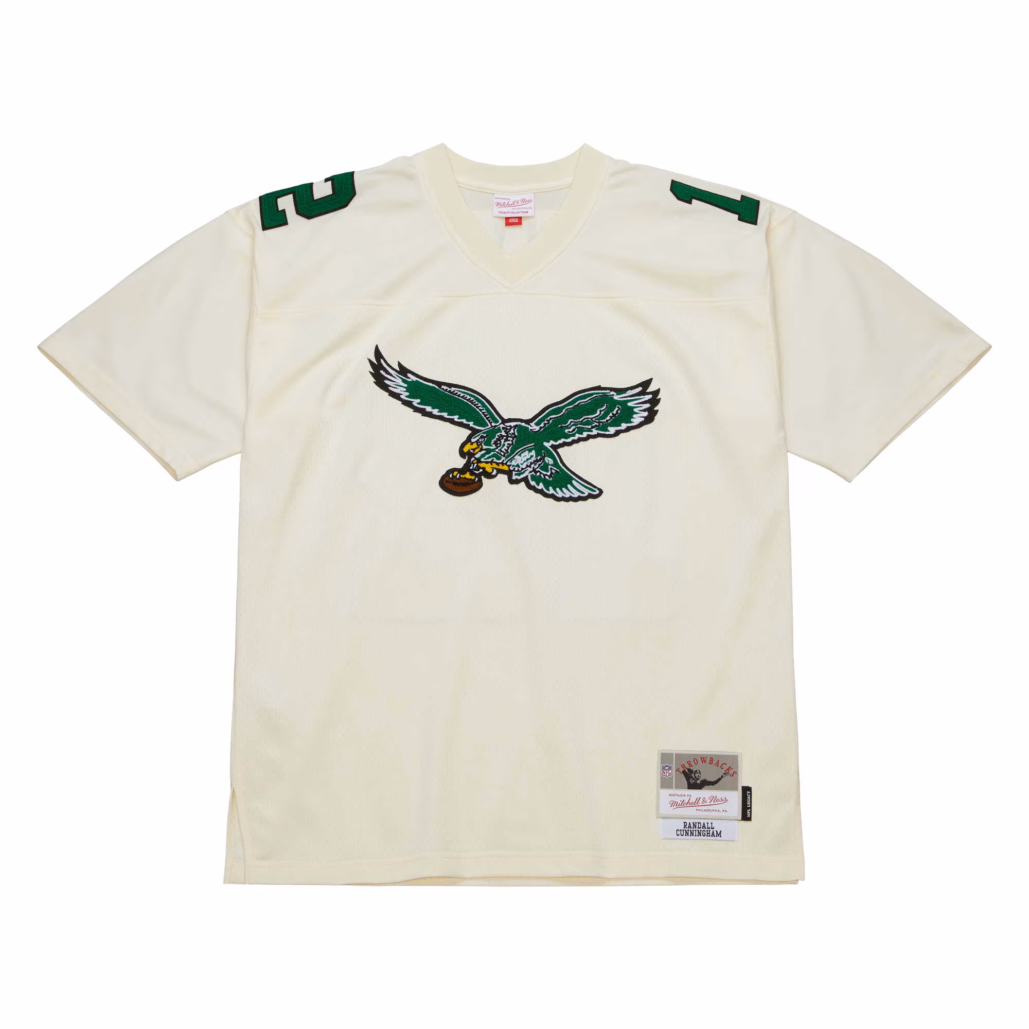 Randall Cunningham Philadelphia Eagles Chainstitch Legacy Jersey - Cream