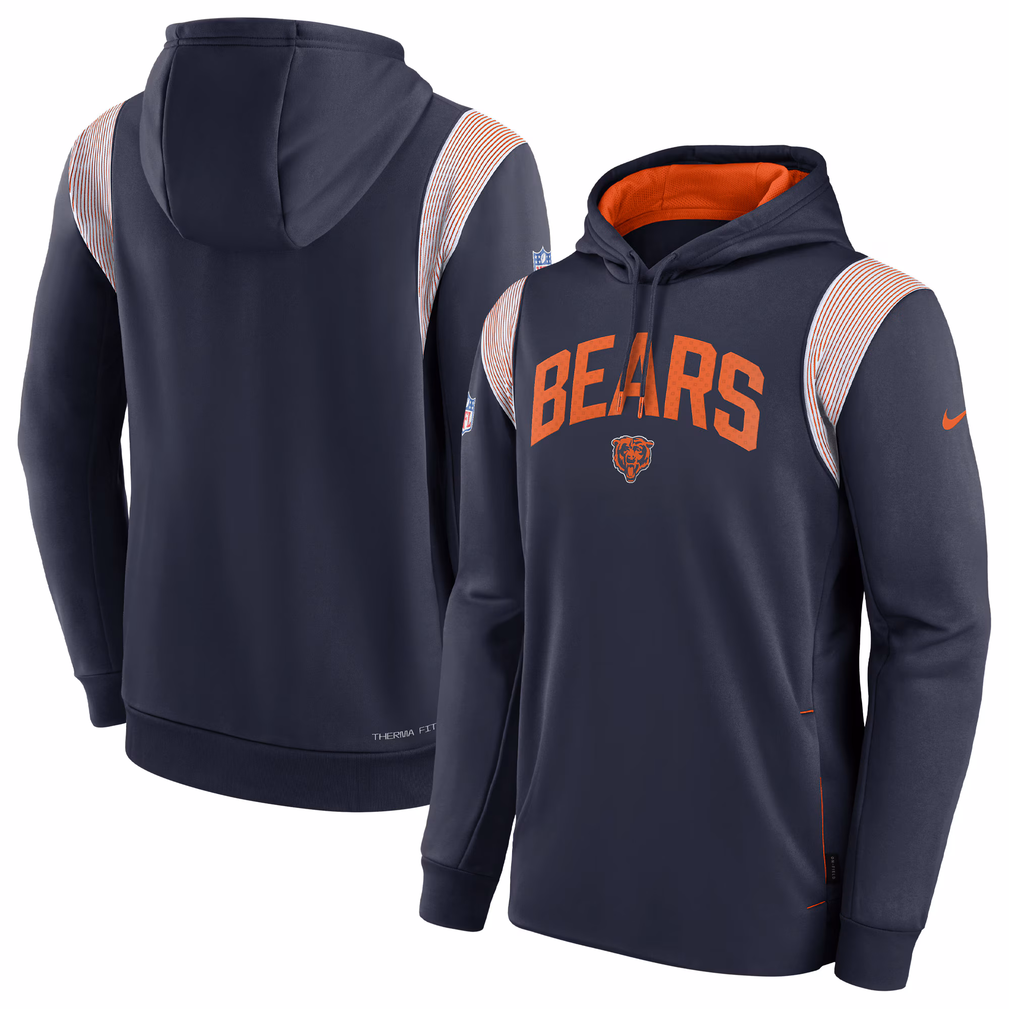 Chicago Bears Sideline Athletic Stack Performance Pullover Hoodie - Navy