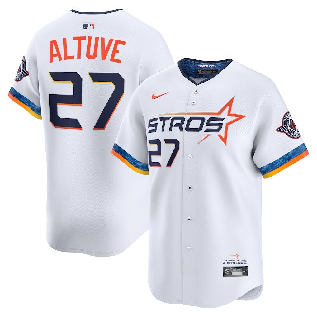Men's #27 Jose Altuve Houston Astros  2025 City Connect Limited Player White Jersey
