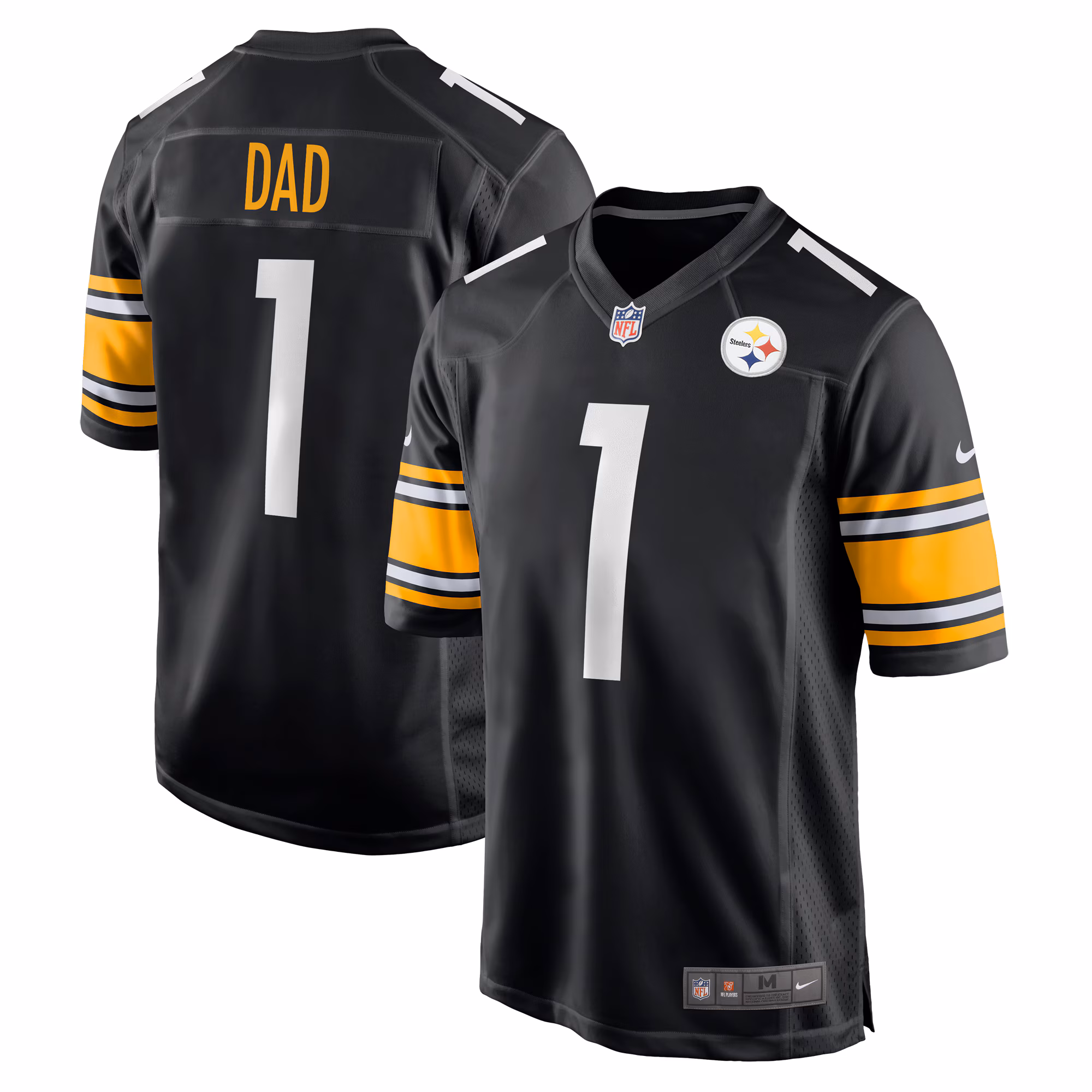 Number 1 Dad Pittsburgh Steelers Game Jersey - Black