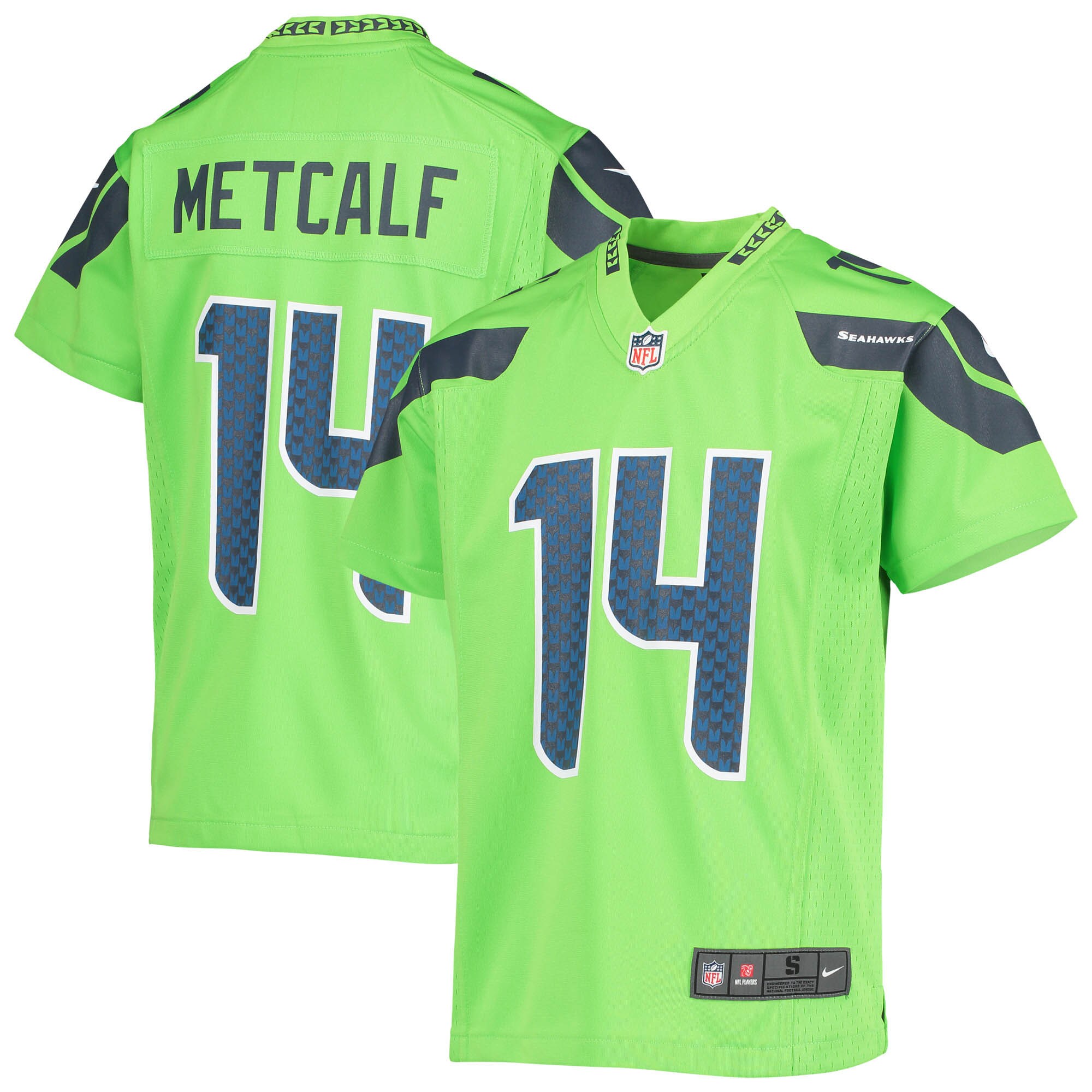 DK Metcalf Seattle Seahawks Youth Game Jersey - Neon Green