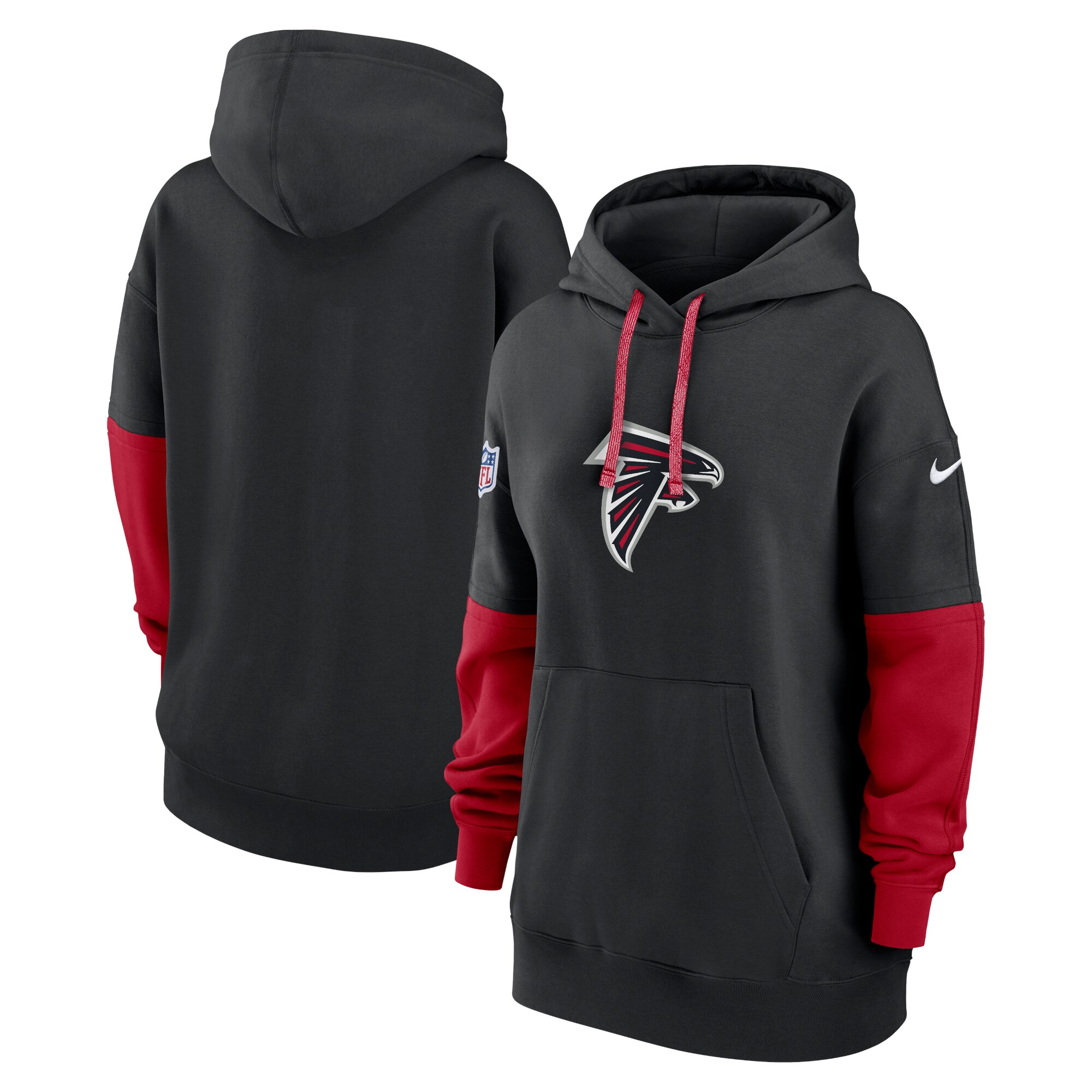 Atlanta Falcons Women's 2024 Sideline Essential Fleece Pullover Hoodie - Black