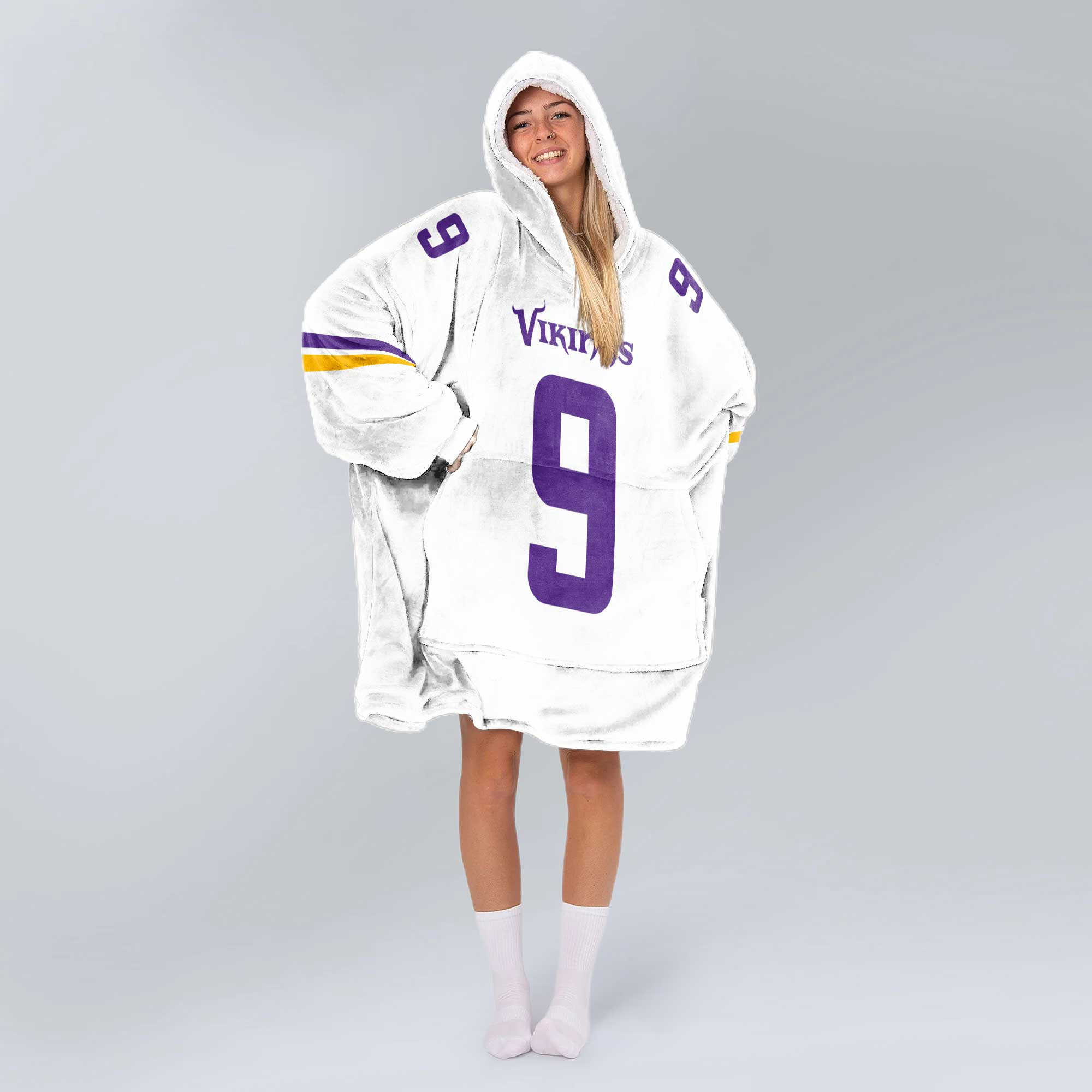 Adult 9 Minnesota Football Unisex Blanket Hoodie