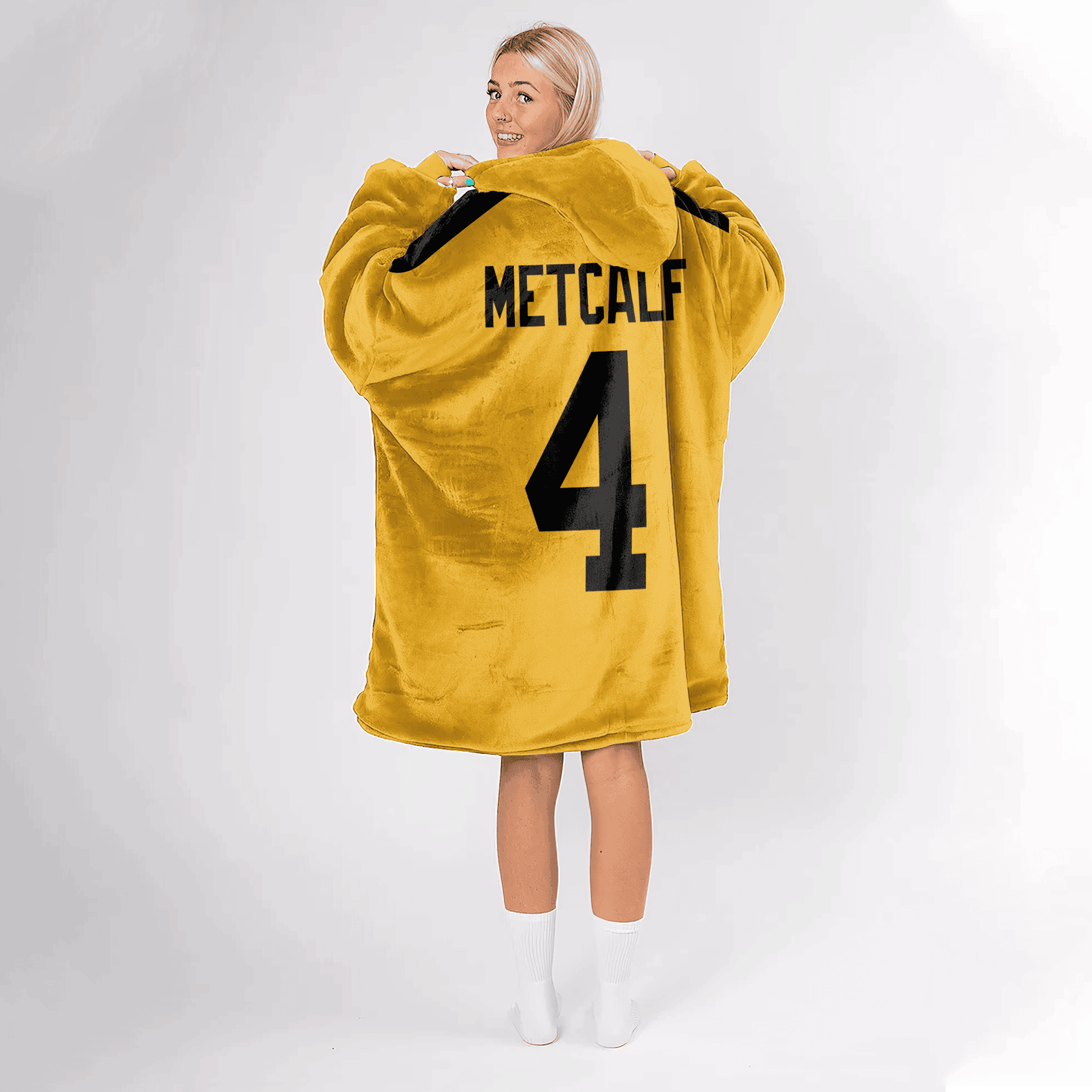 Adult 4 Pittsburgh Football Unisex Blanket Hoodie