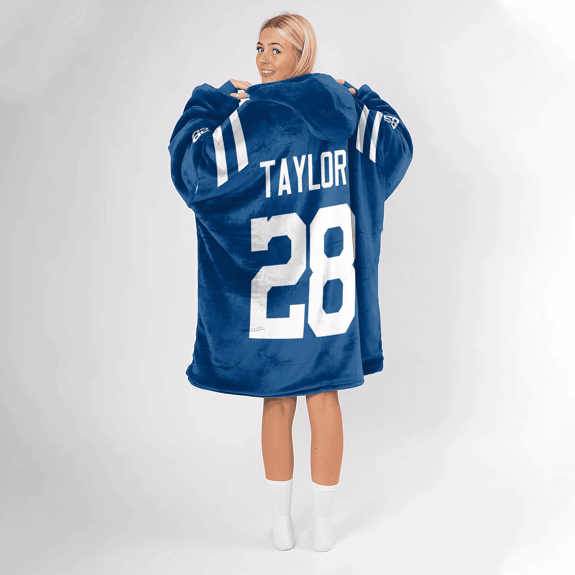 Adult 28 Indianapolis Football Unisex Blanket Hoodie