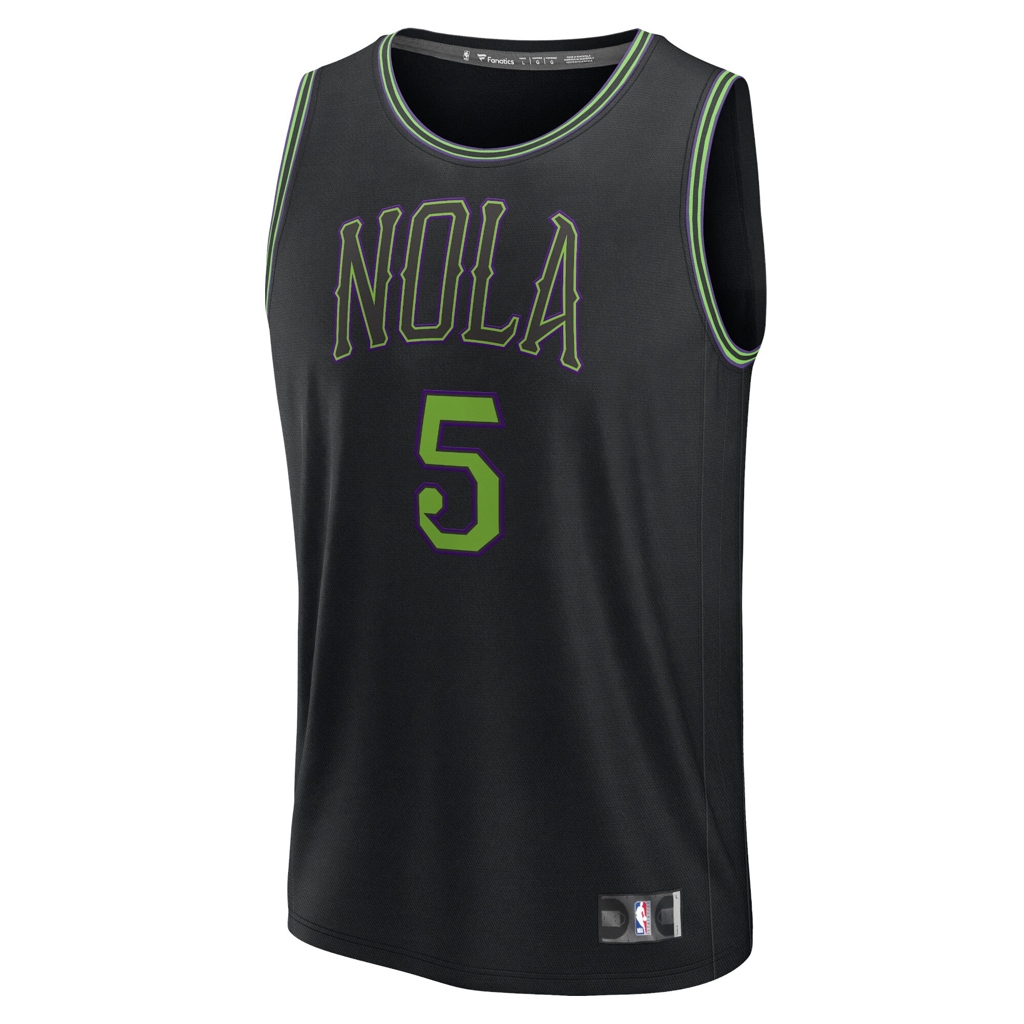 Unisex New Orleans Pelicans Herbert Jones  Black 2023/24 Fast Break Jersey - City Edition