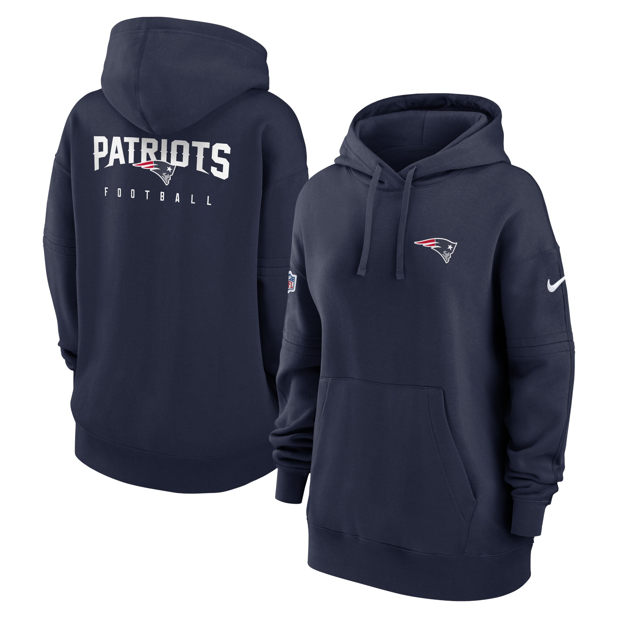 New England Patriots  Women's 2023 Sideline Club Fleece Pullover Hoodie - Navy