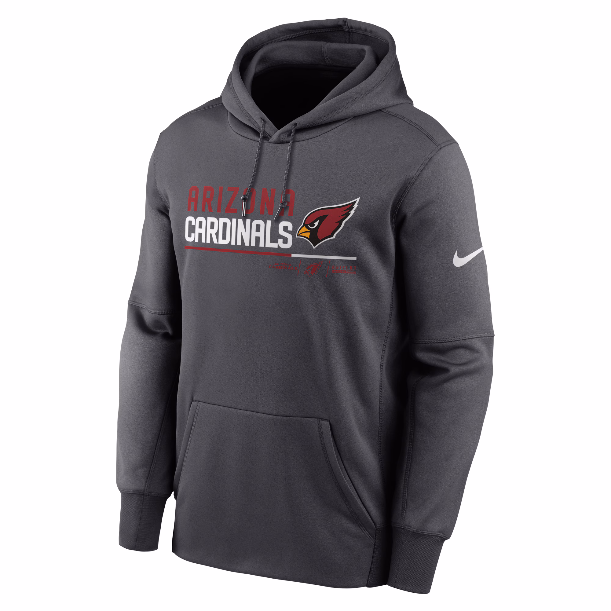 Arizona Cardinals Prime Logo Name Split Pullover Hoodie - Anthracite