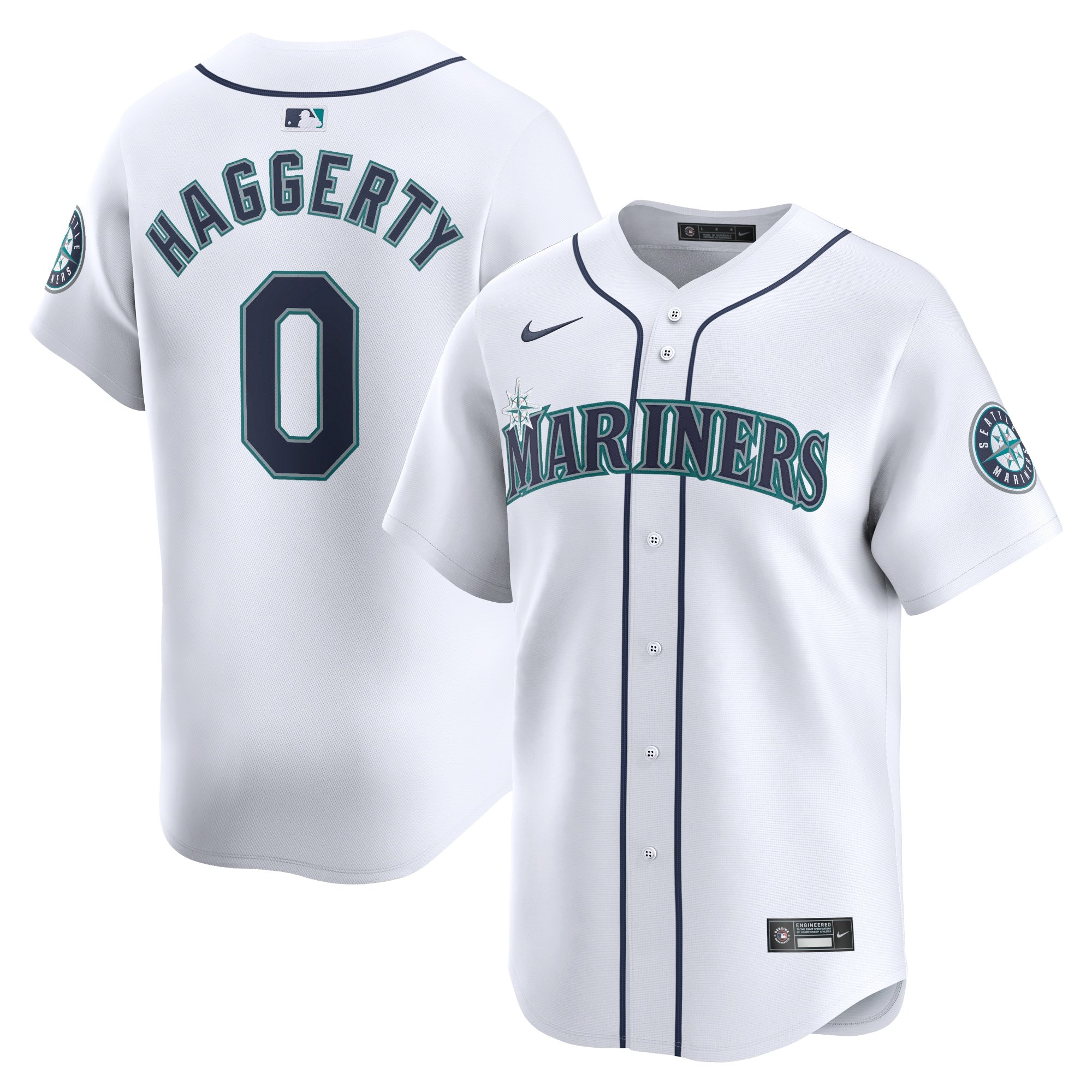 Men's Seattle Mariners Sam Haggerty  White Home Limited Player Jersey