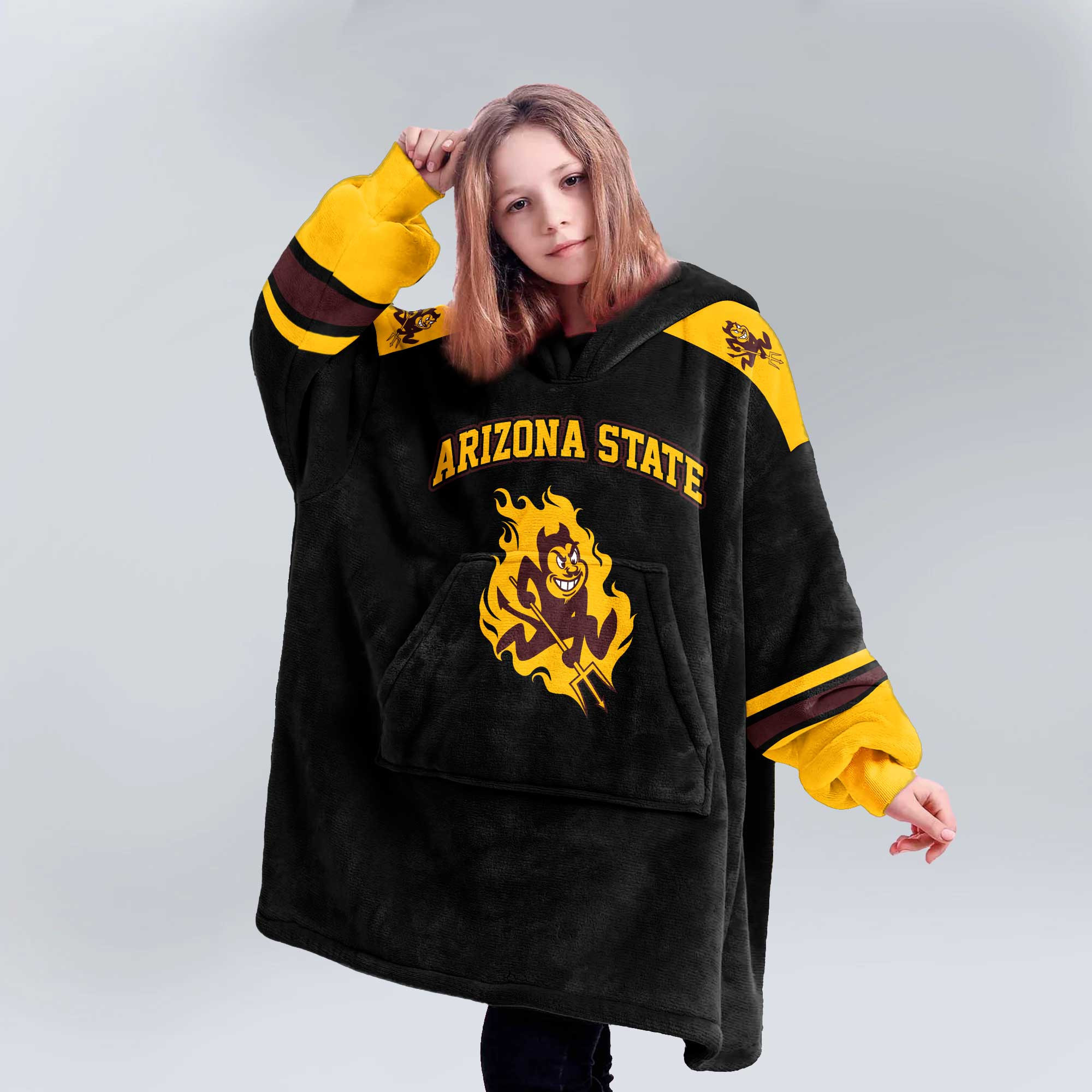 Adult #1 Arizona State Football Unisex Blanket Hoodie