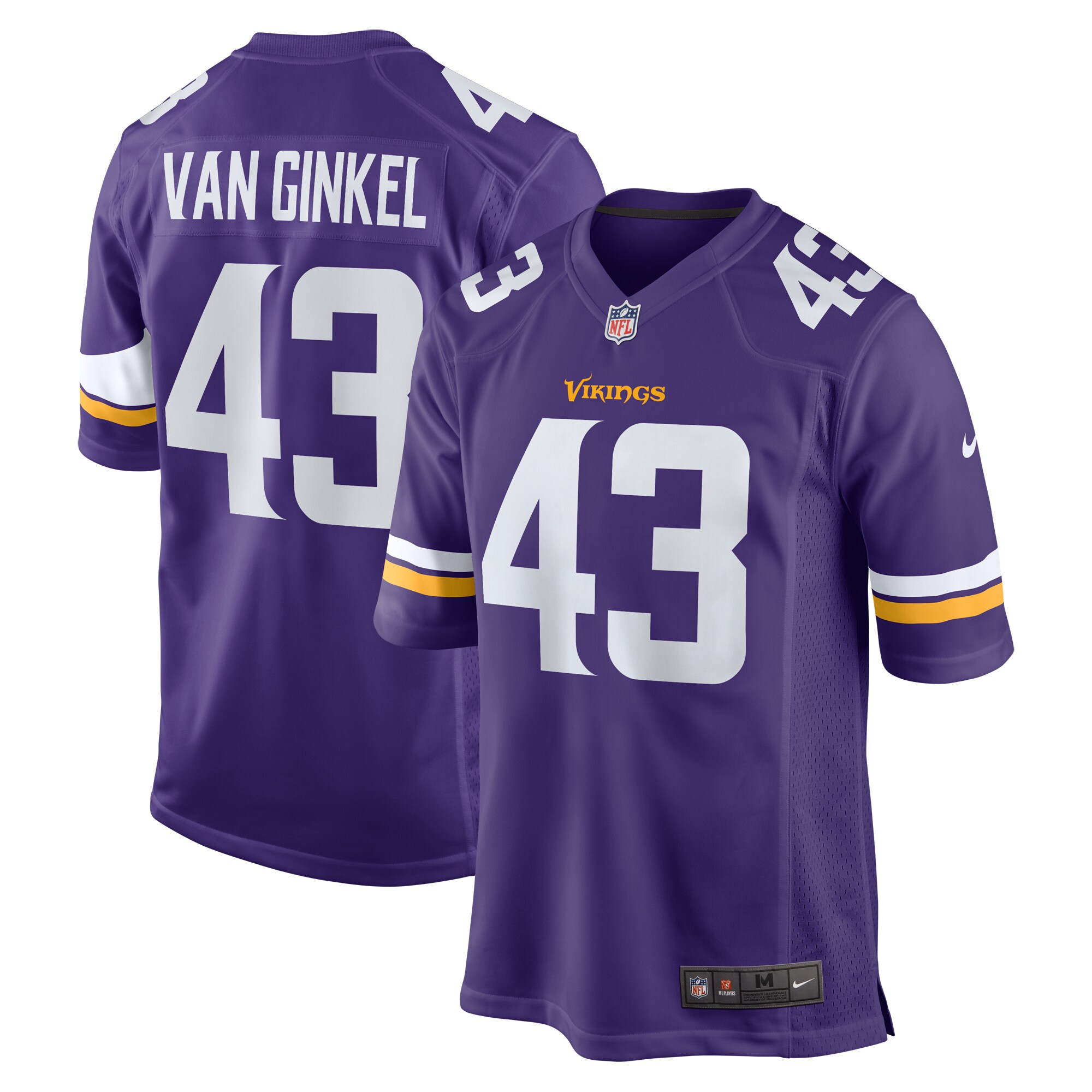 Andrew Van Ginkel Minnesota Vikings Team Game Jersey -  Purple