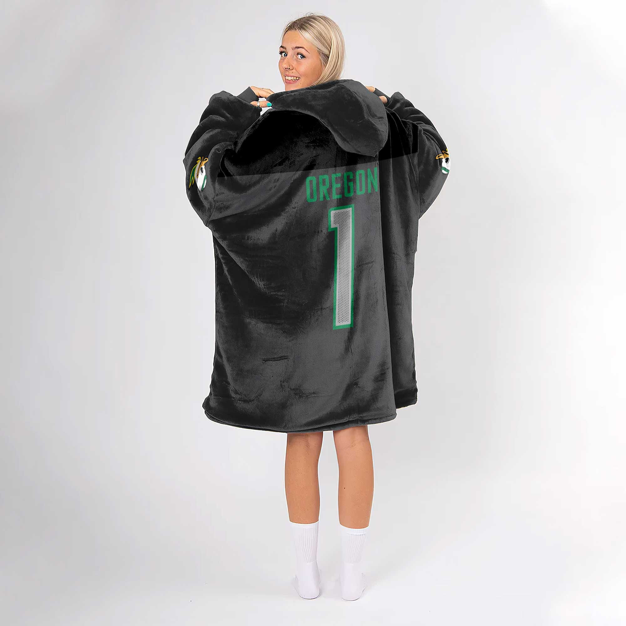 Adult Oregon 1 Football Unisex Blanket Hoodie