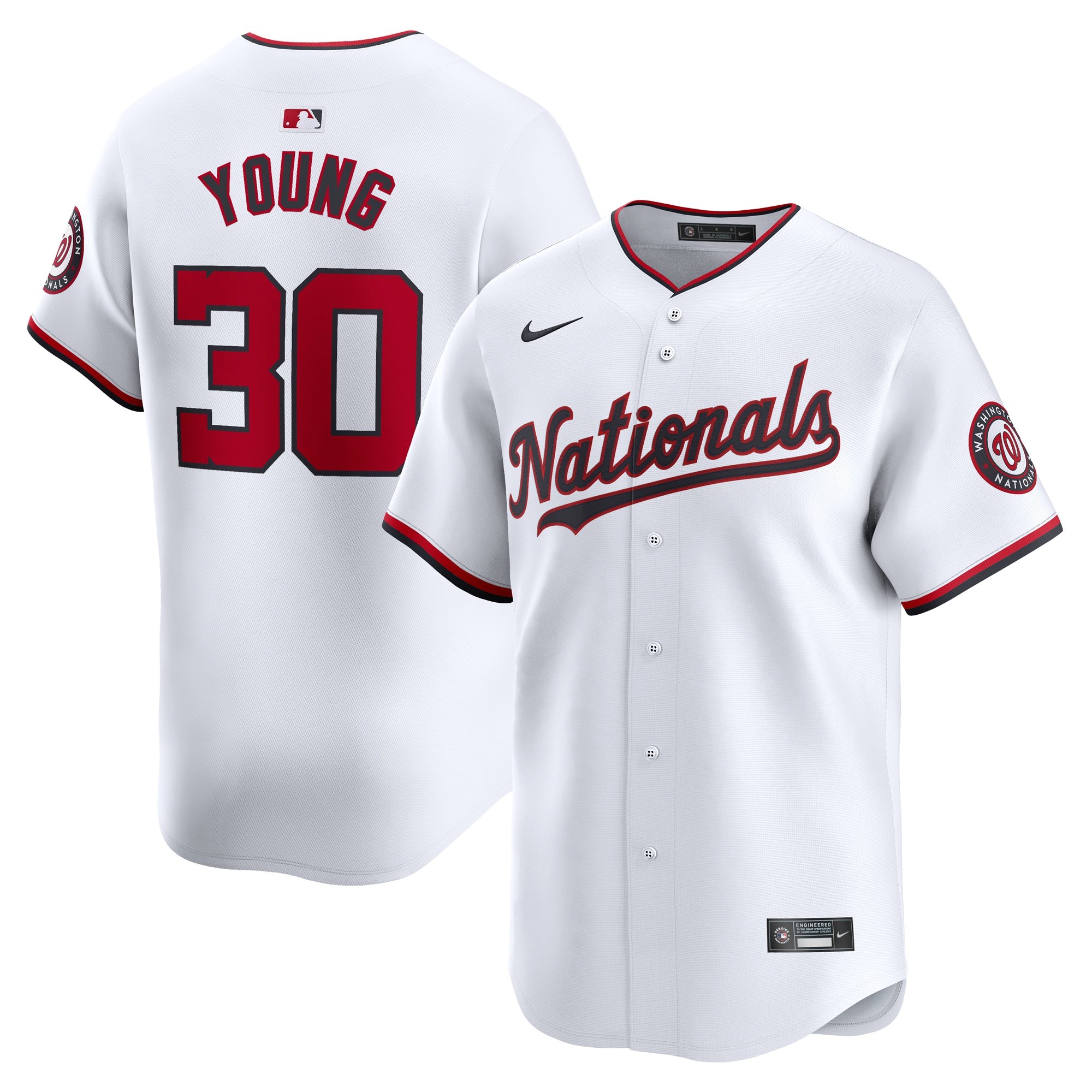 Men's Washington Nationals Jacob Young  White Home Limited Player Jersey