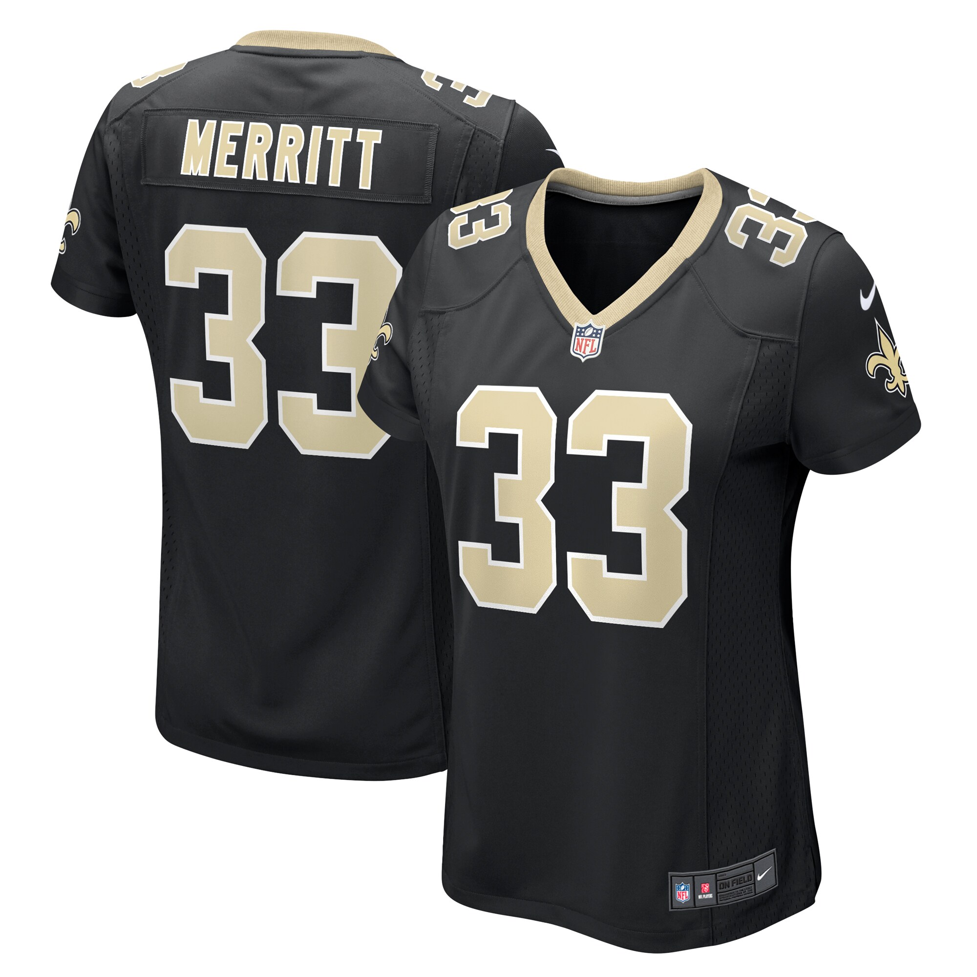 Kirk Merritt New Orleans Saints Women's Team Game Jersey -  Black