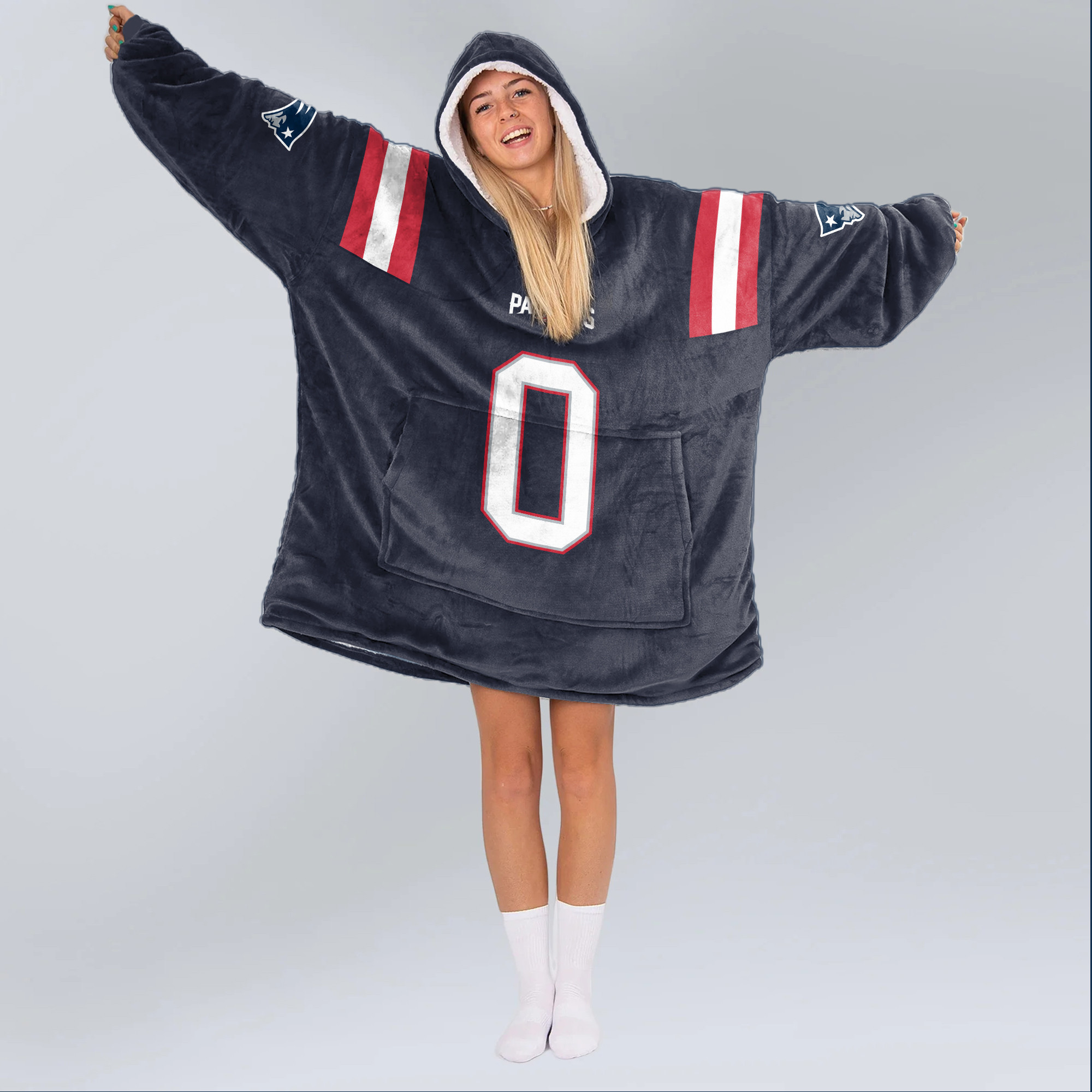 Adult CG 0 New England Football Unisex Blanket Hoodie